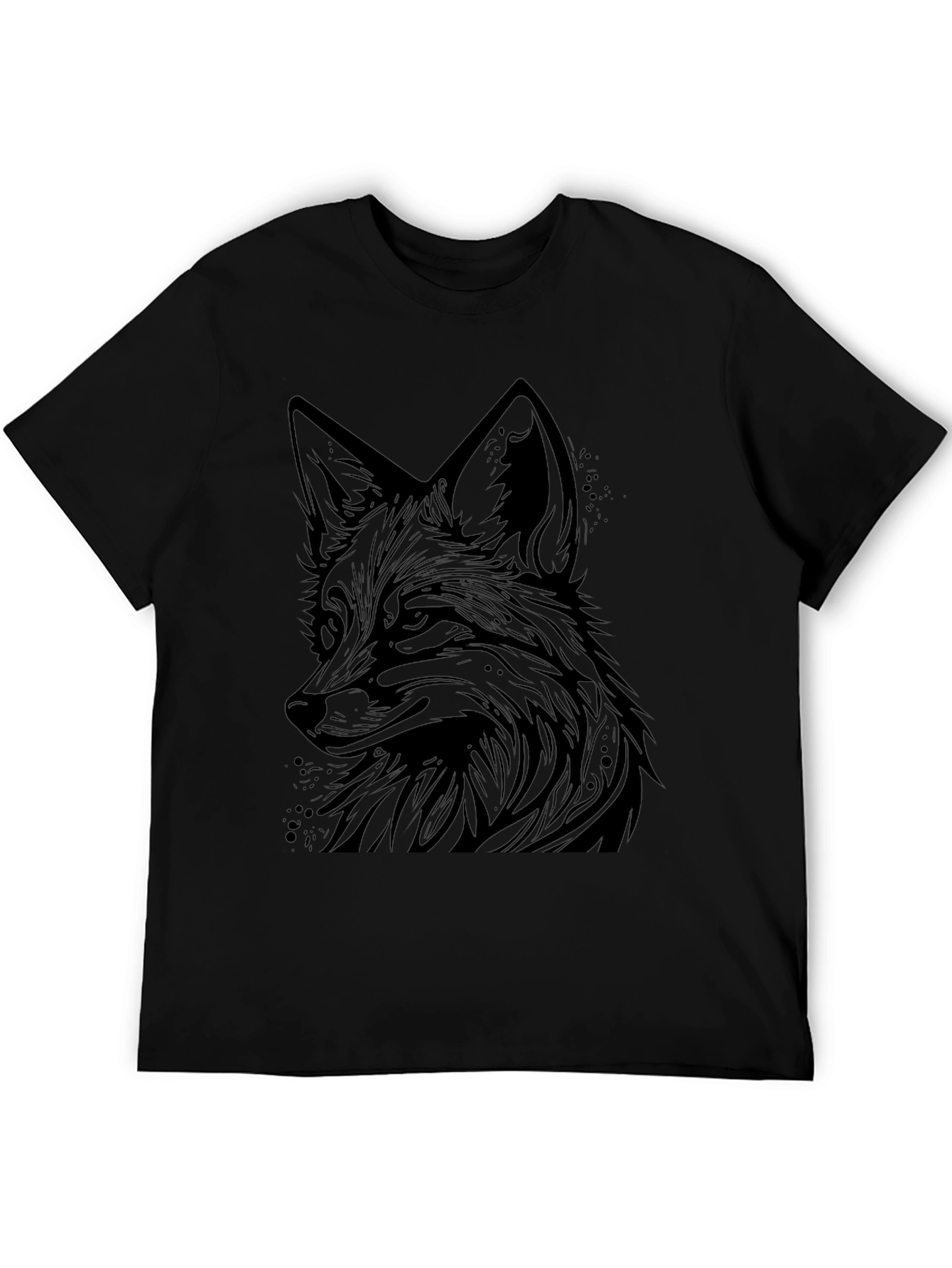 Black Fox Graphic Tee - Modern Animal Print T-Shirt view 5