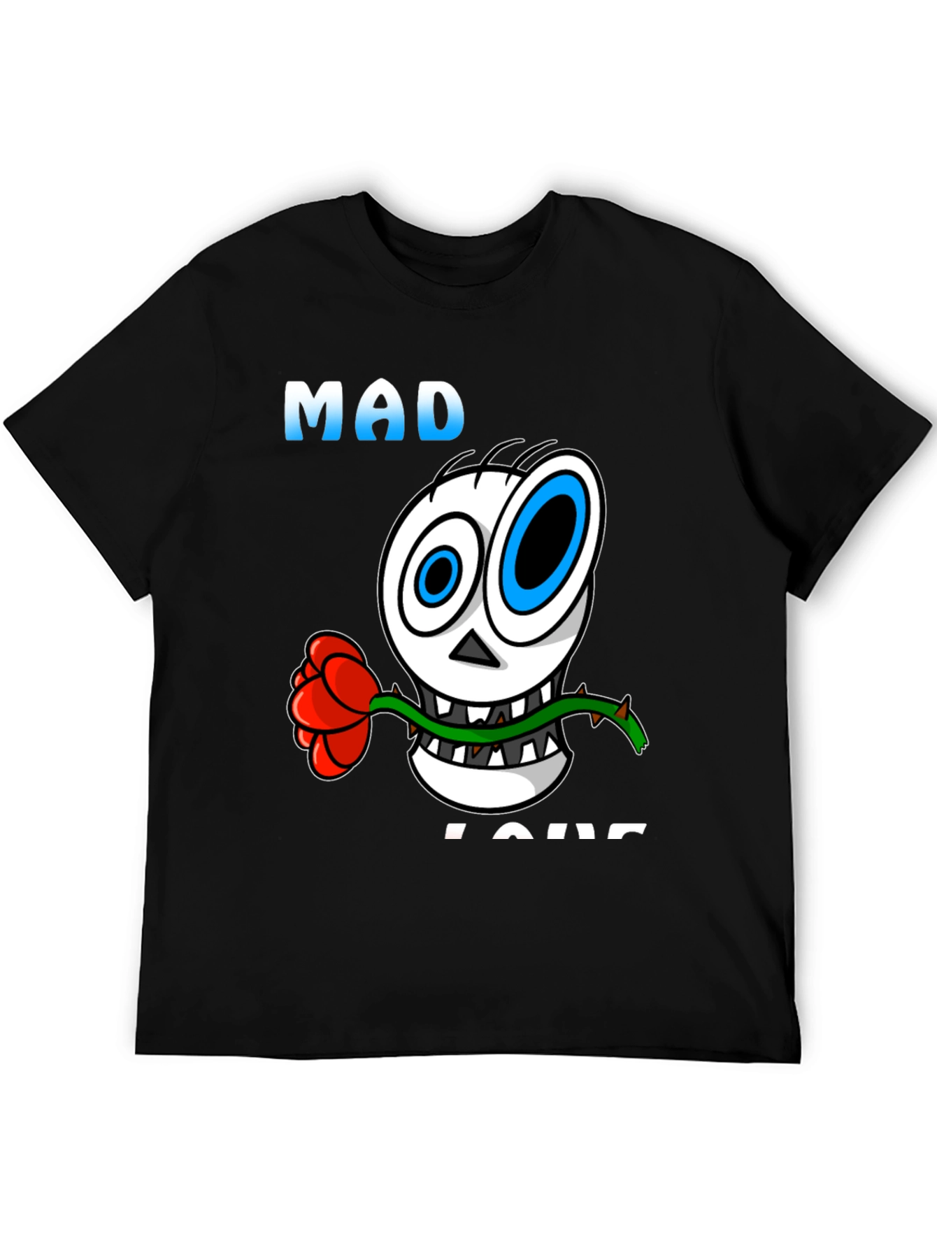 Black Mad Love Skull Graphic Black T-Shirt view 5