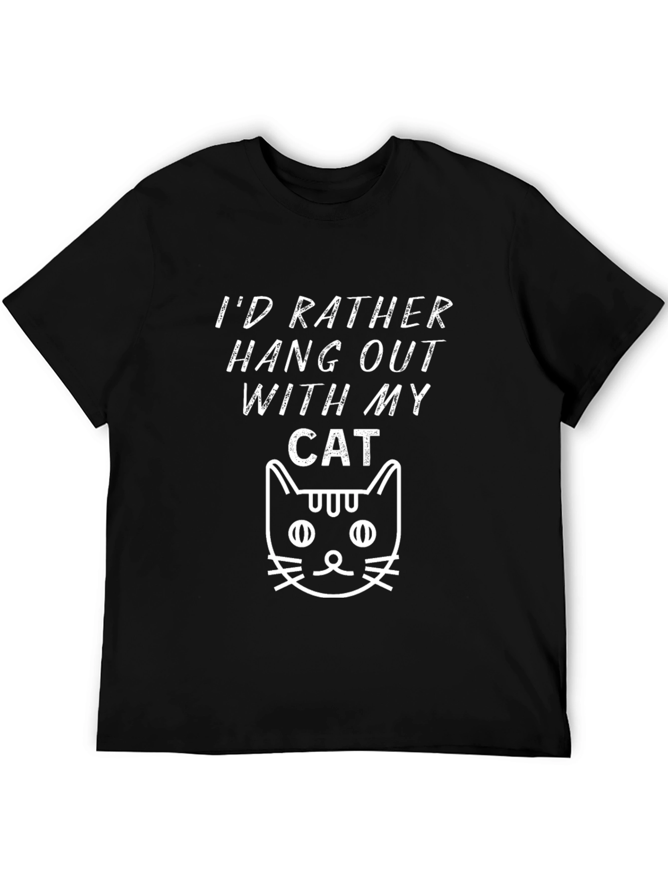 Black I'd Rather Hang Out With My Cat Graphic Tee view 5