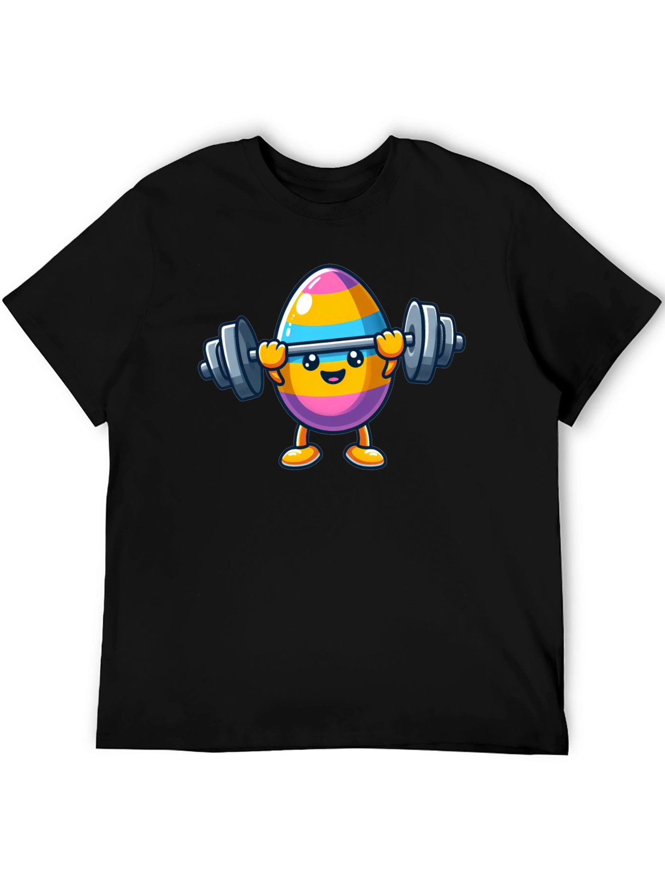 Black Easter Egg Lifting Weights Graphic T-Shirt view 5