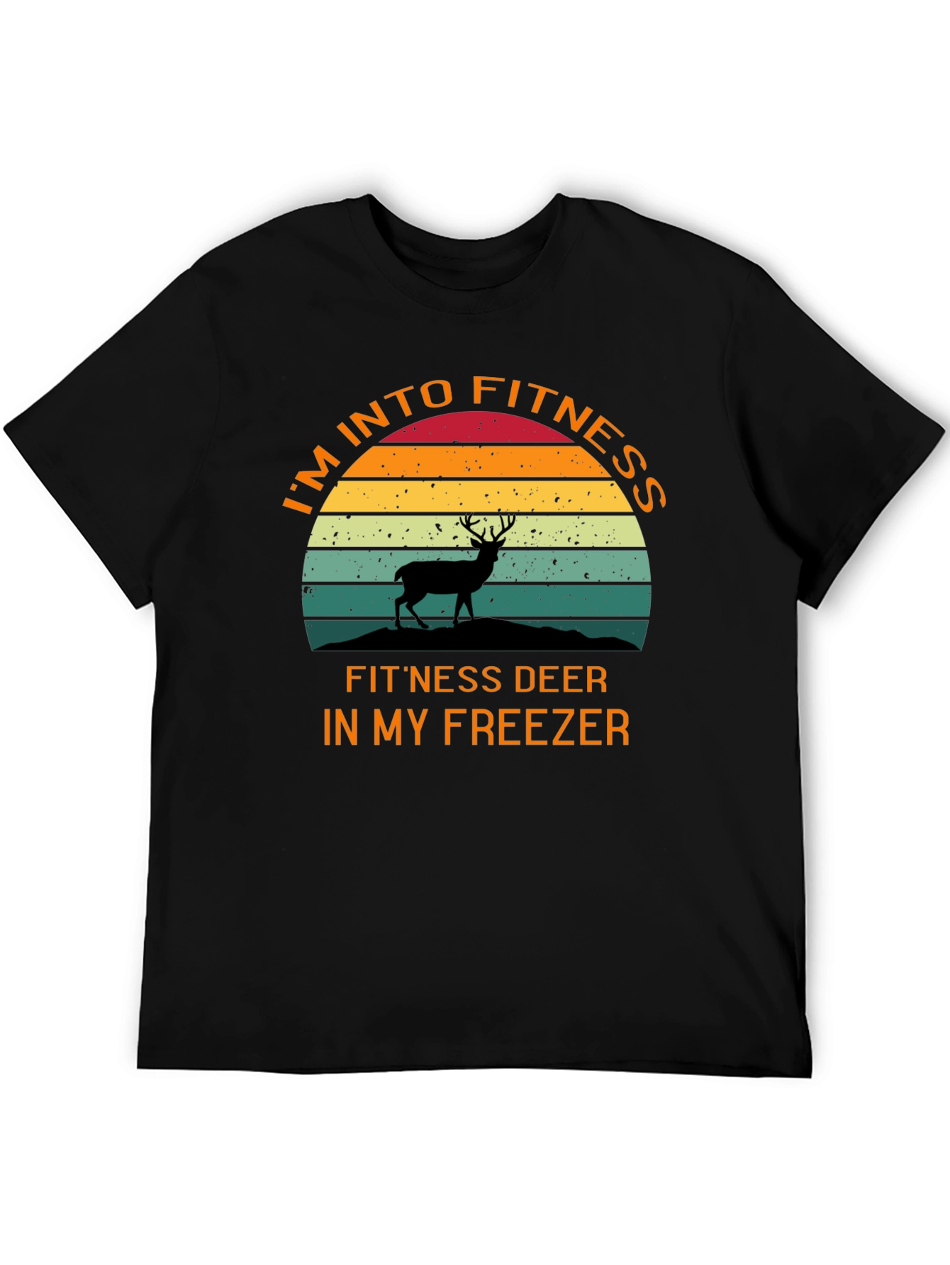Black Fitness Deer T-Shirt - Humorous Workout Tee view 5