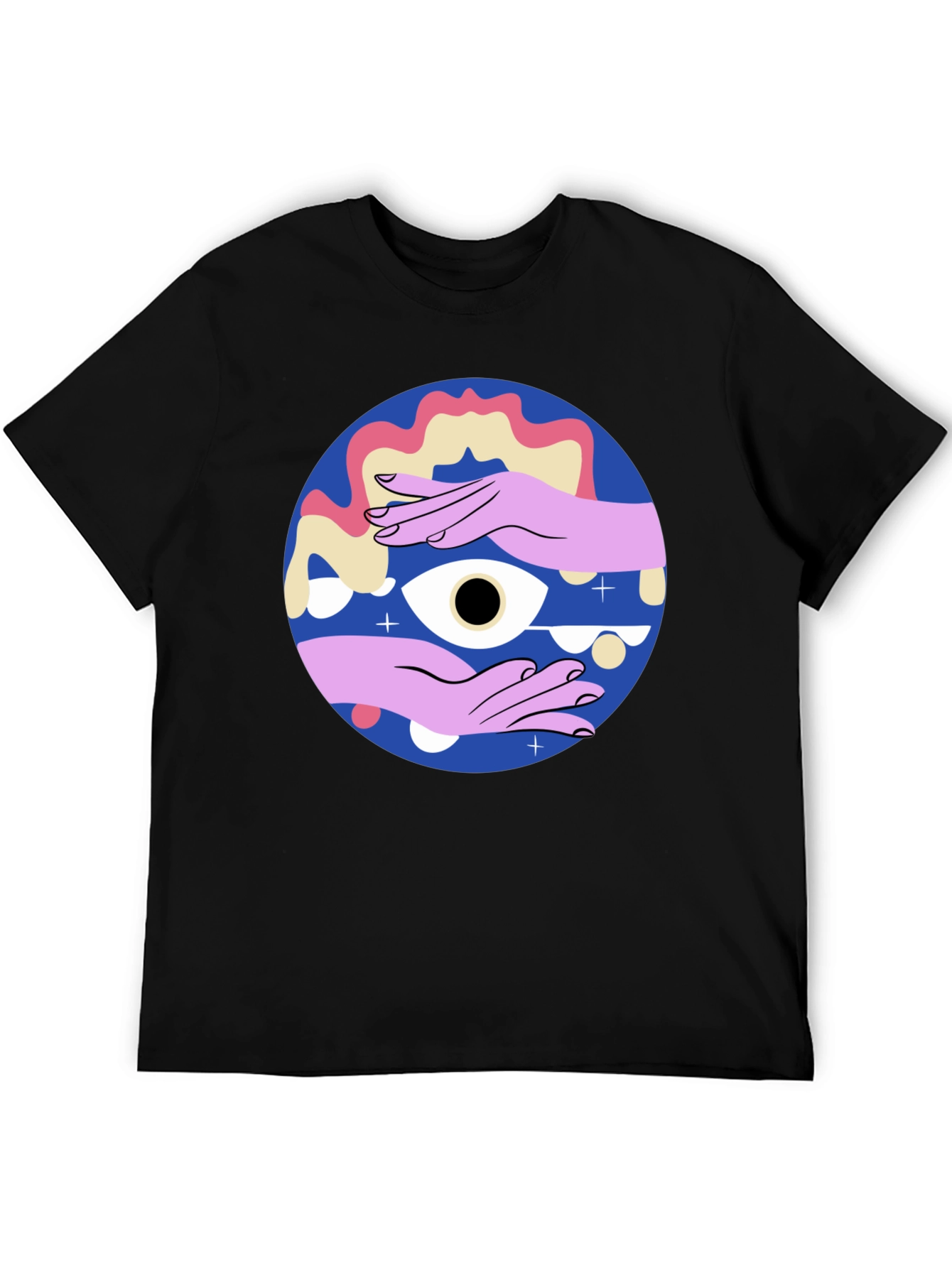 Black Mystic Eye Graphic Tee - Black Cotton Blend view 5