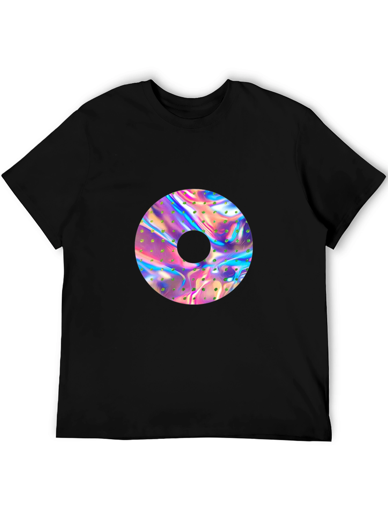 Black Holographic Donut Graphic Black Tee view 5