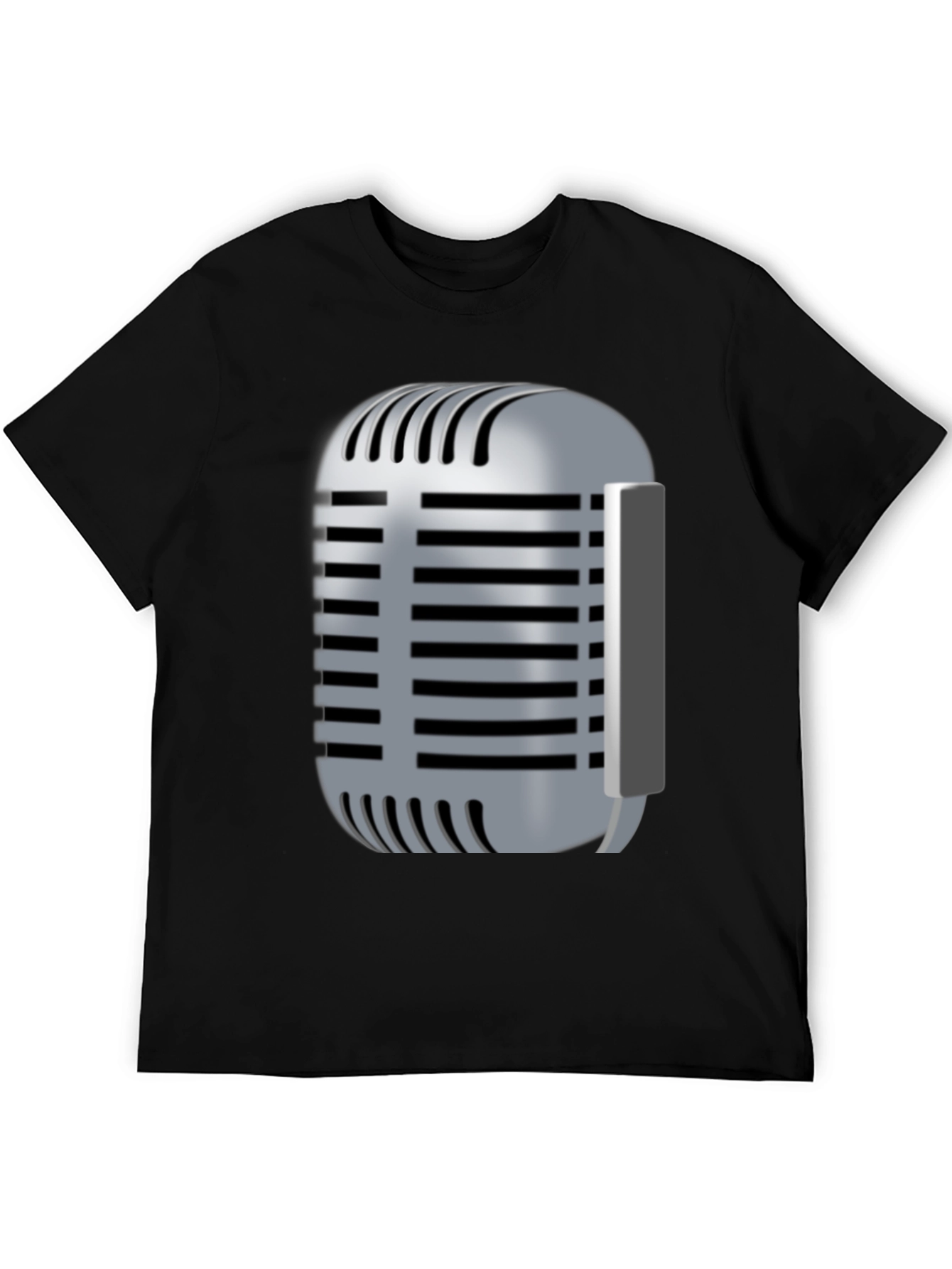 Black Vintage Microphone Graphic T-Shirt view 5