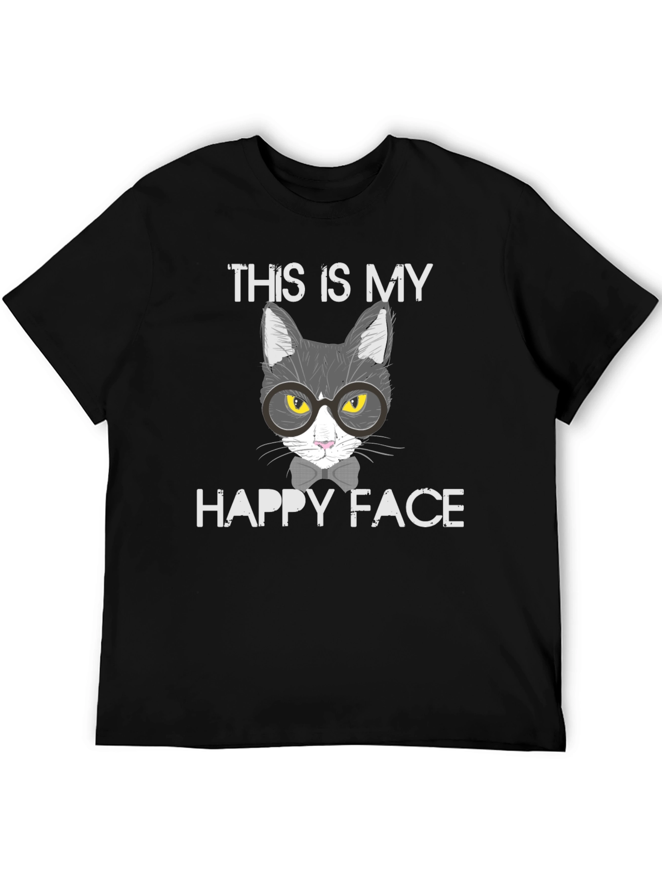 Black This is My Happy Face Cat T-Shirt view 5