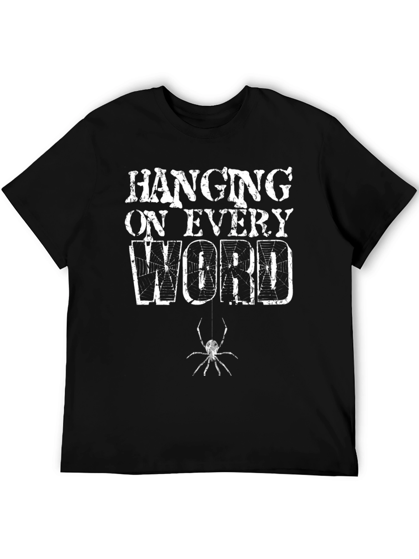 Black Hanging On Every Word Spider Graphic Tee view 5