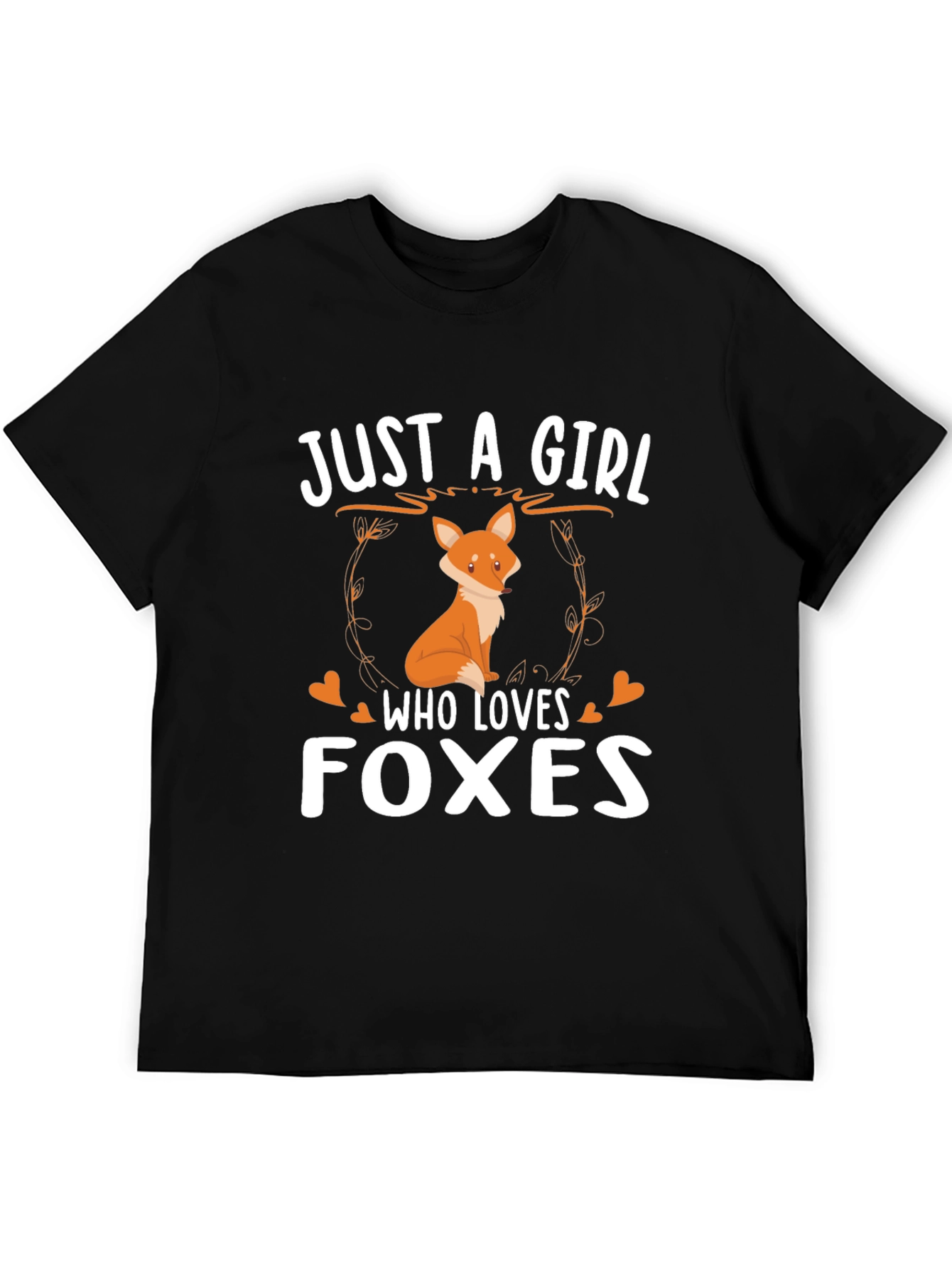 Black Just A Girl Who Loves Foxes Graphic T-Shirt view 5