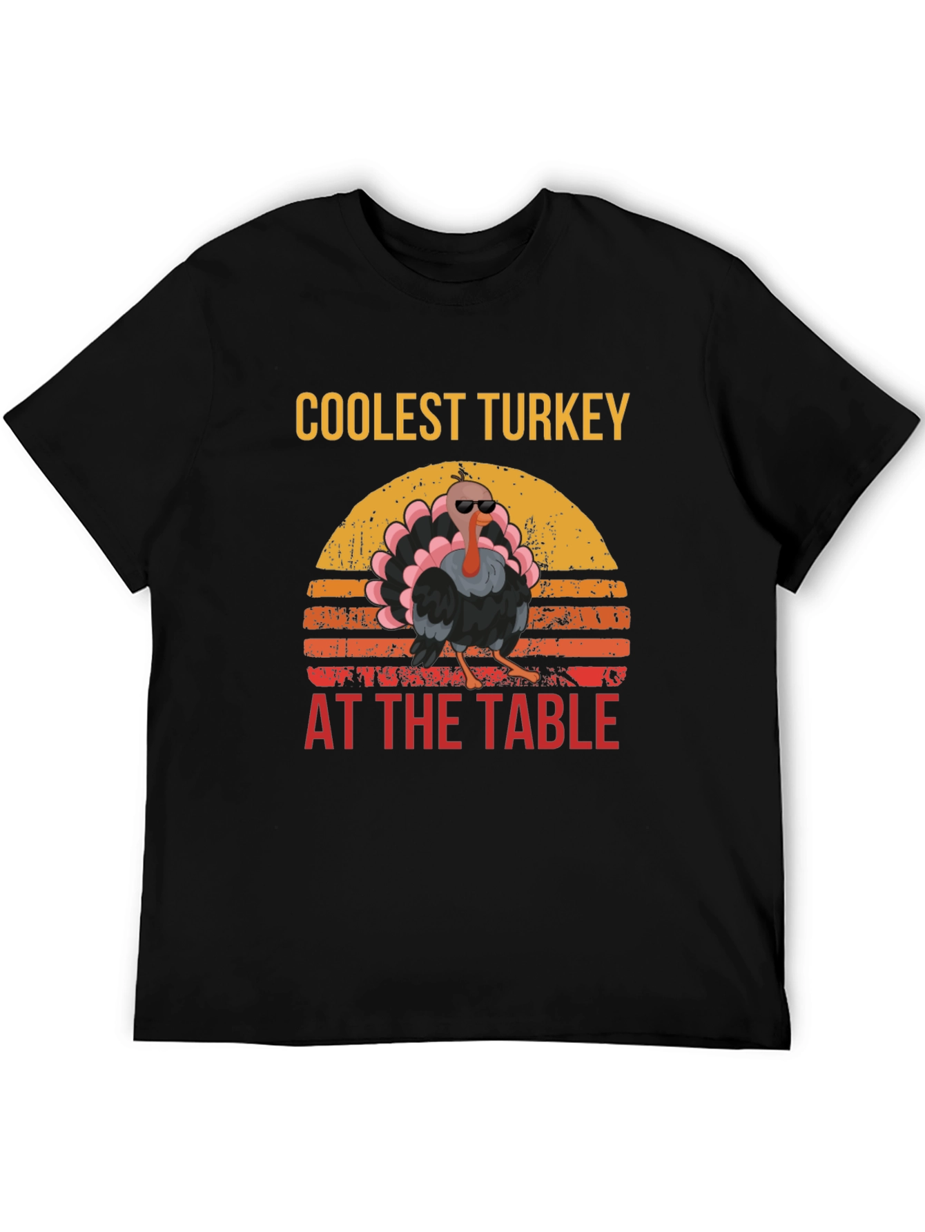 Black Coolest Turkey at the Table Black Graphic Tee view 5