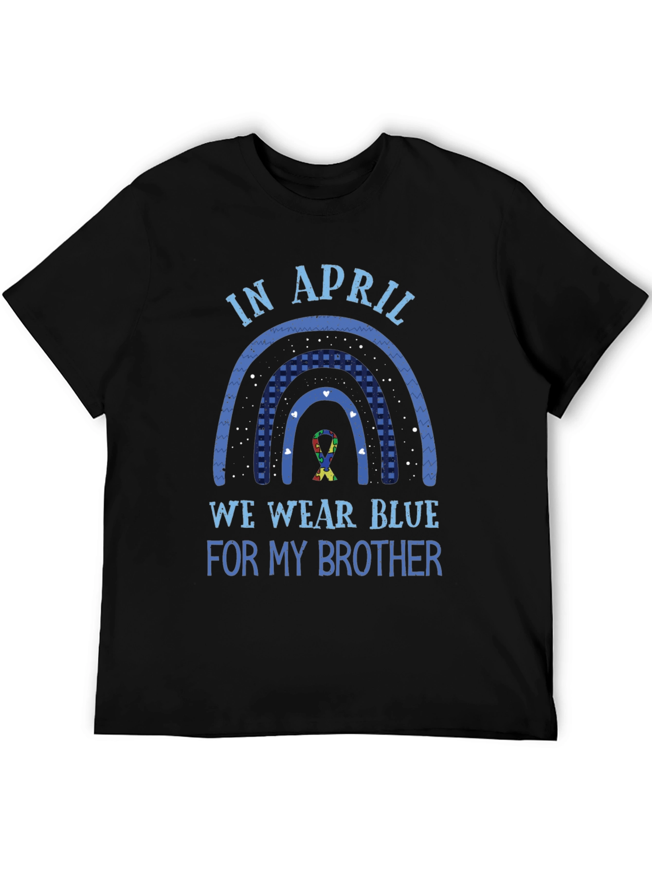 Black Autism Awareness Brother T-Shirt - Wear Blue in April view 5