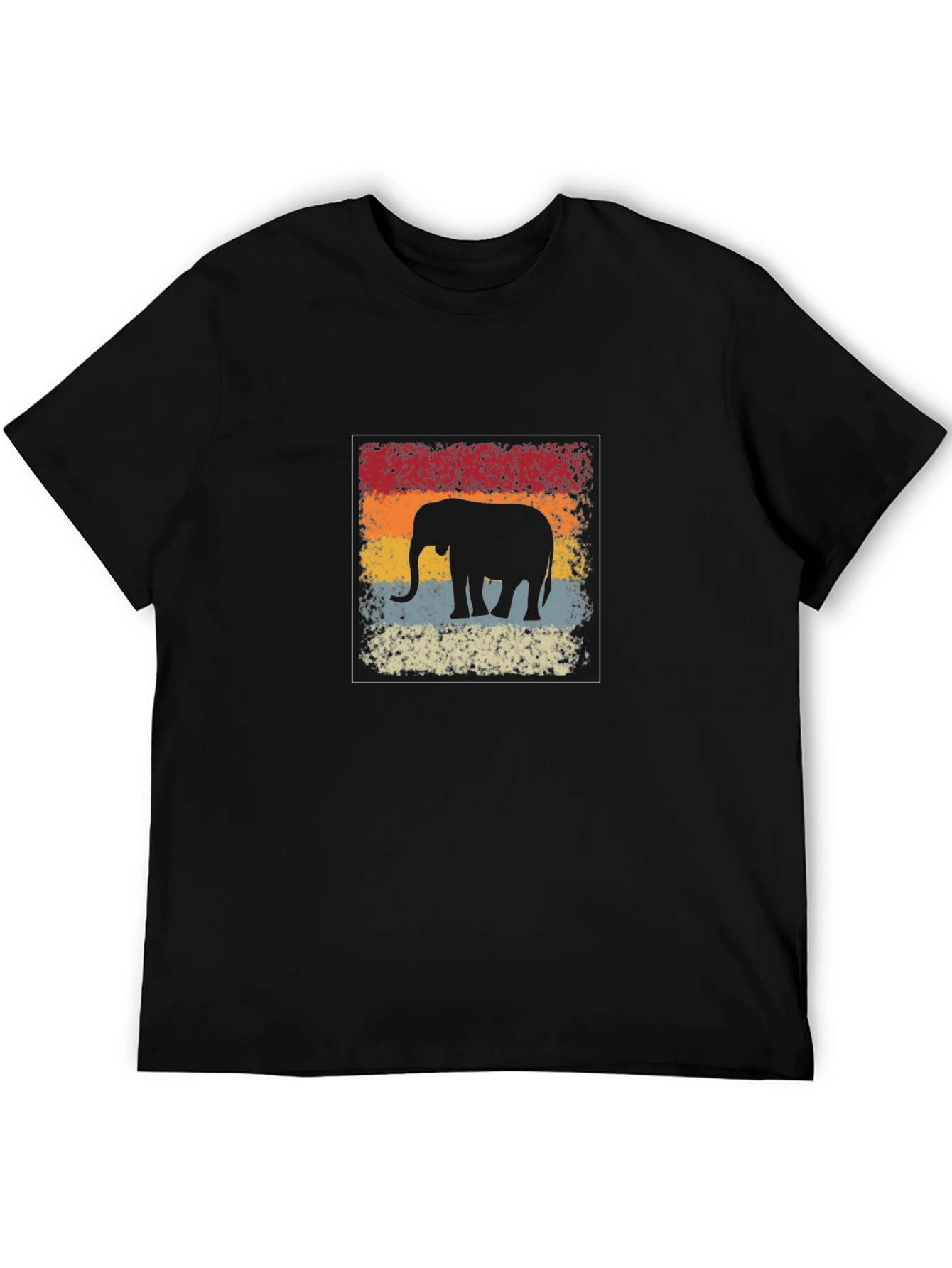 Black Retro Elephant Graphic Tee - Vintage Style Comfort view 5