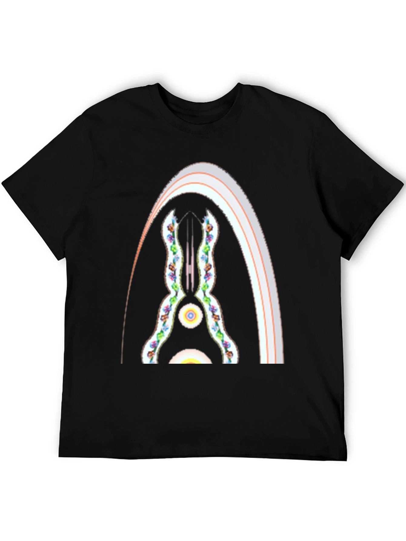 Black Abstract Archway Graphic Tee - Black Cotton Blend view 5