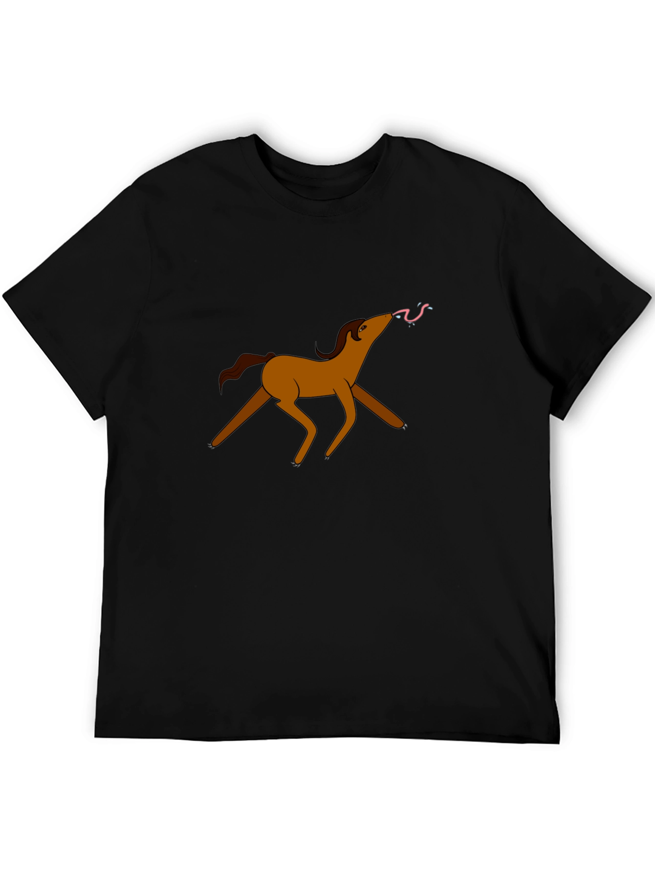 Black Cartoon Horse Graphic Tee - Unique Design view 5