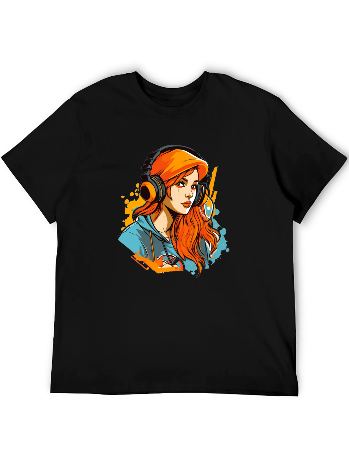 Black Gamer Girl T-Shirt - Headphone Art Design view 5