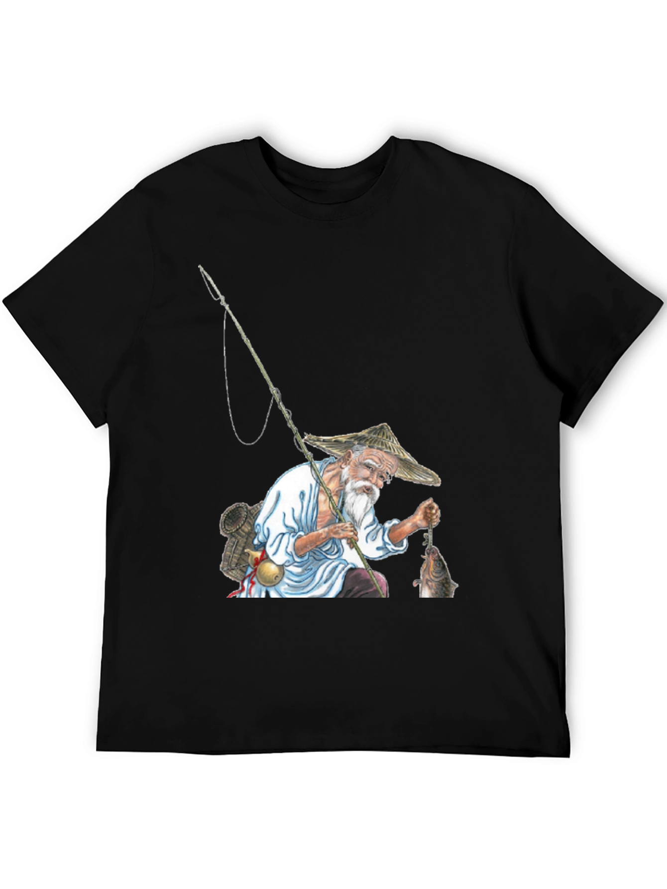 Black Fisherman Graphic Tee - Unique Artistic Design view 5