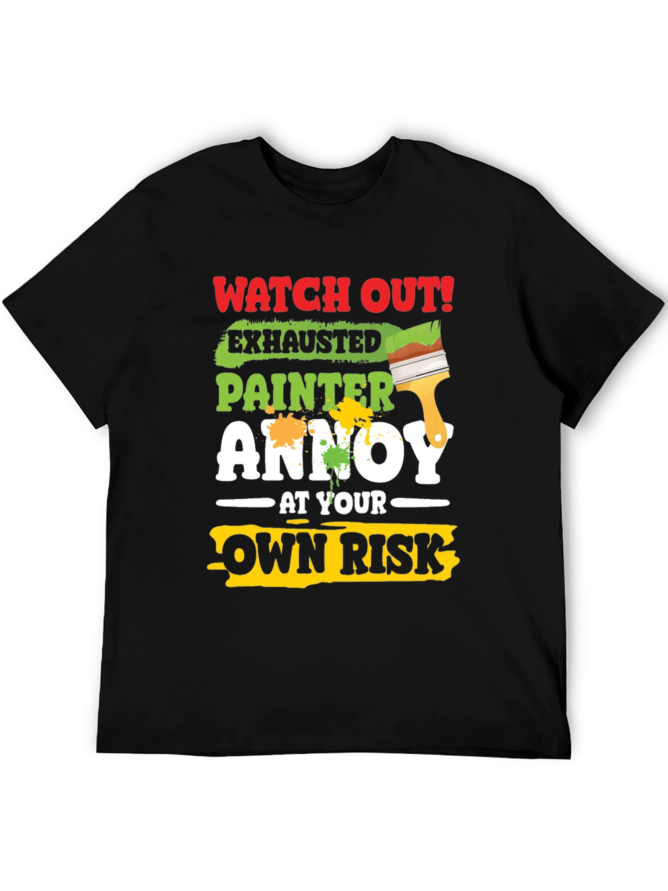 Black Exhausted Painter Graphic Tee - Humor T-Shirt view 5