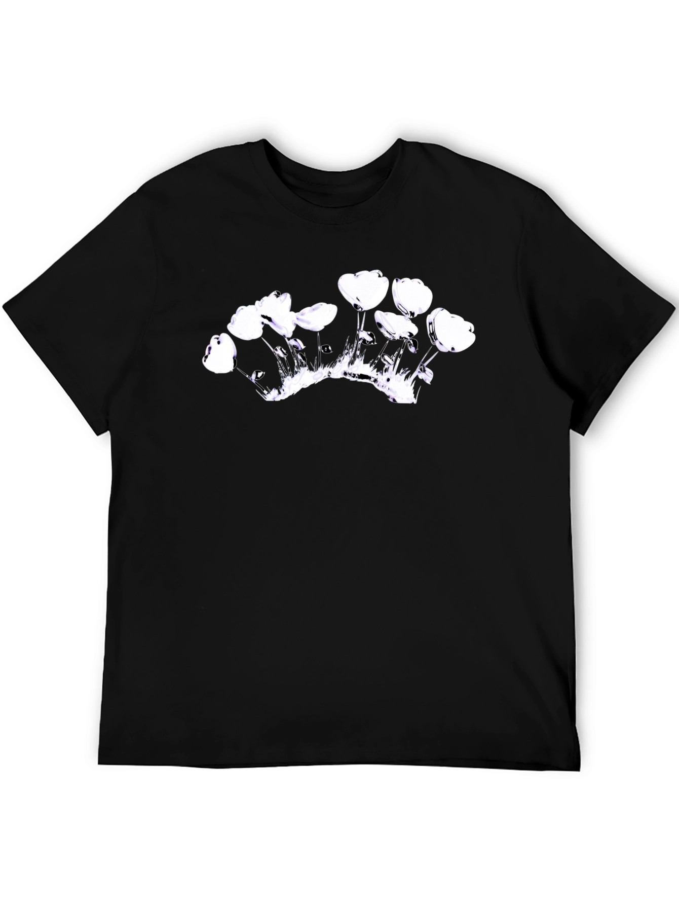 Black Abstract Floral Graphic Black T-Shirt view 5