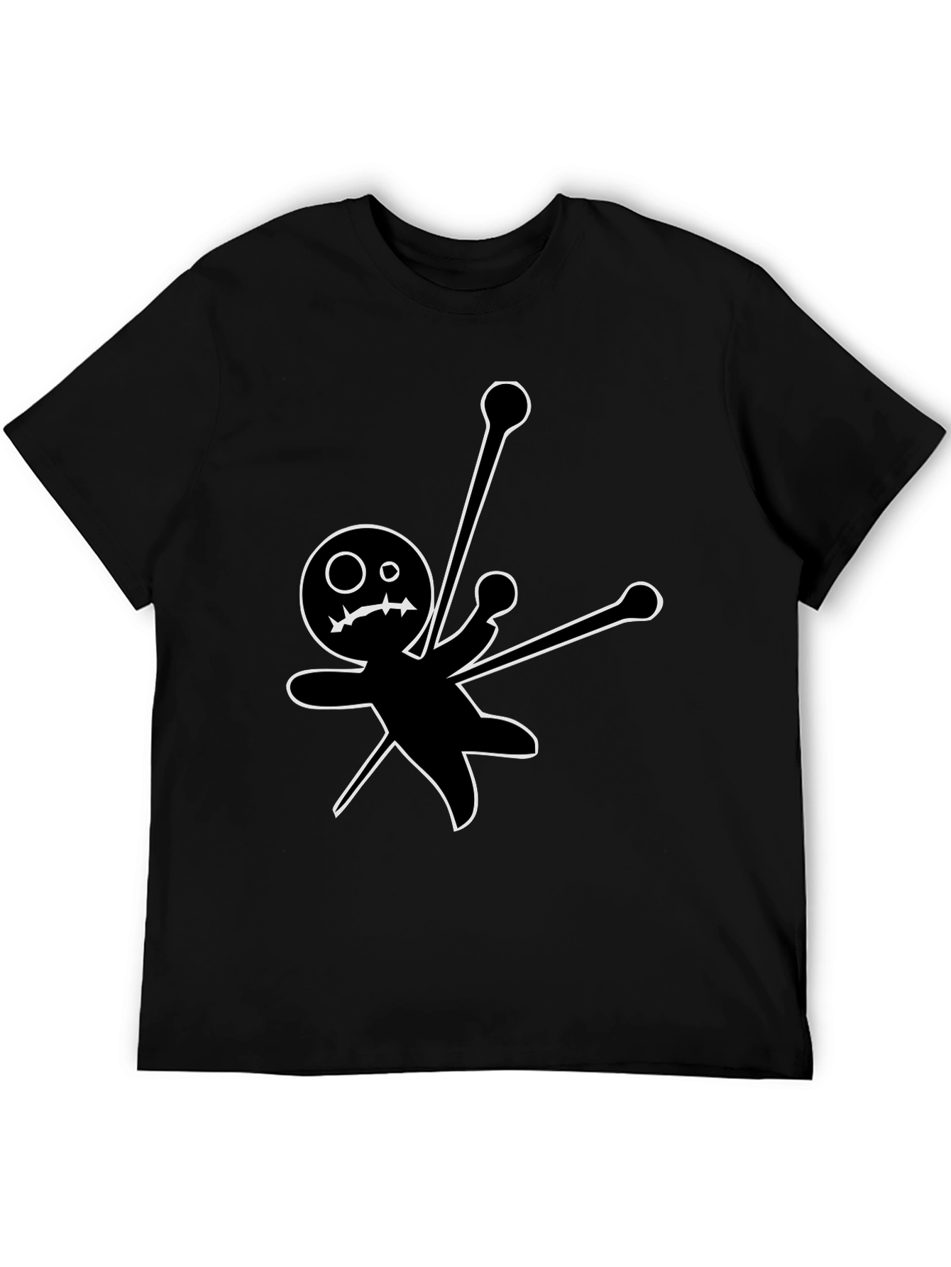 Black Voodoo Doll Graphic Tee - Black Cotton view 5