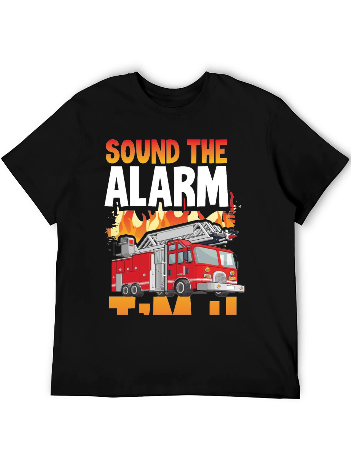 Black Sound the Alarm Firefighter T-Shirt view 5
