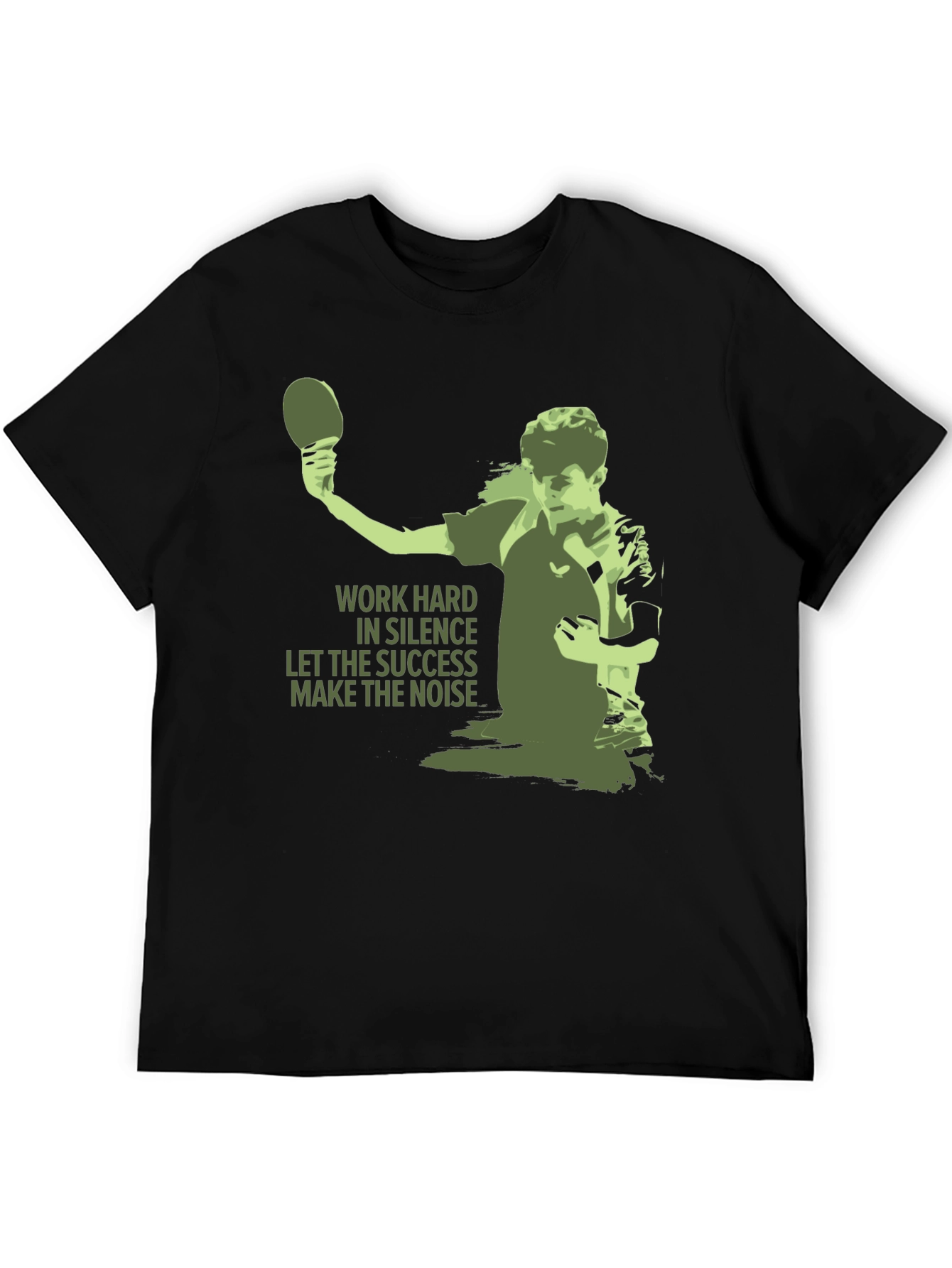 Black Table Tennis Graphic Tee - Work Hard T-Shirt view 5