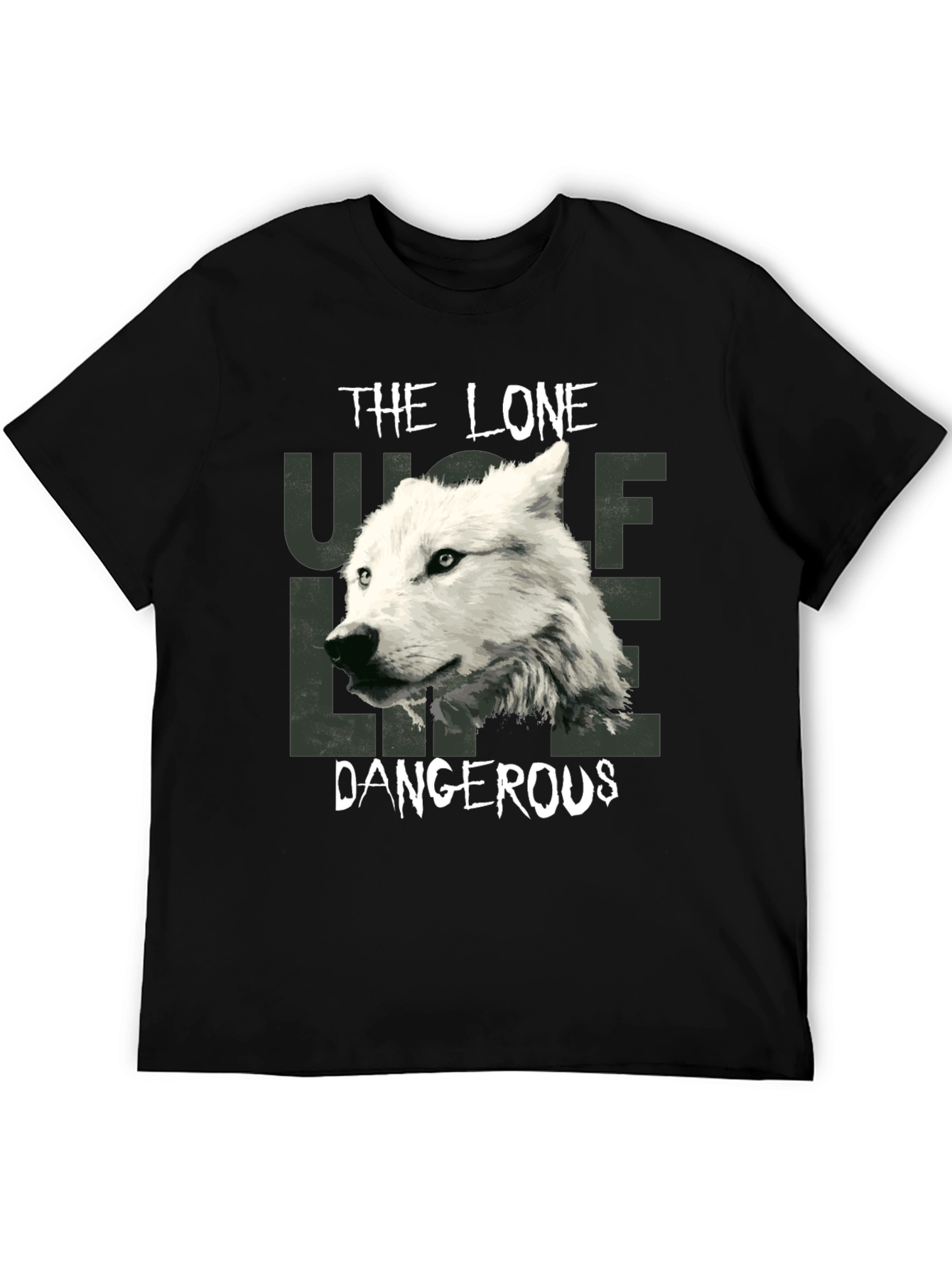 Black The Lone Wolf Dangerous Graphic T-Shirt view 5