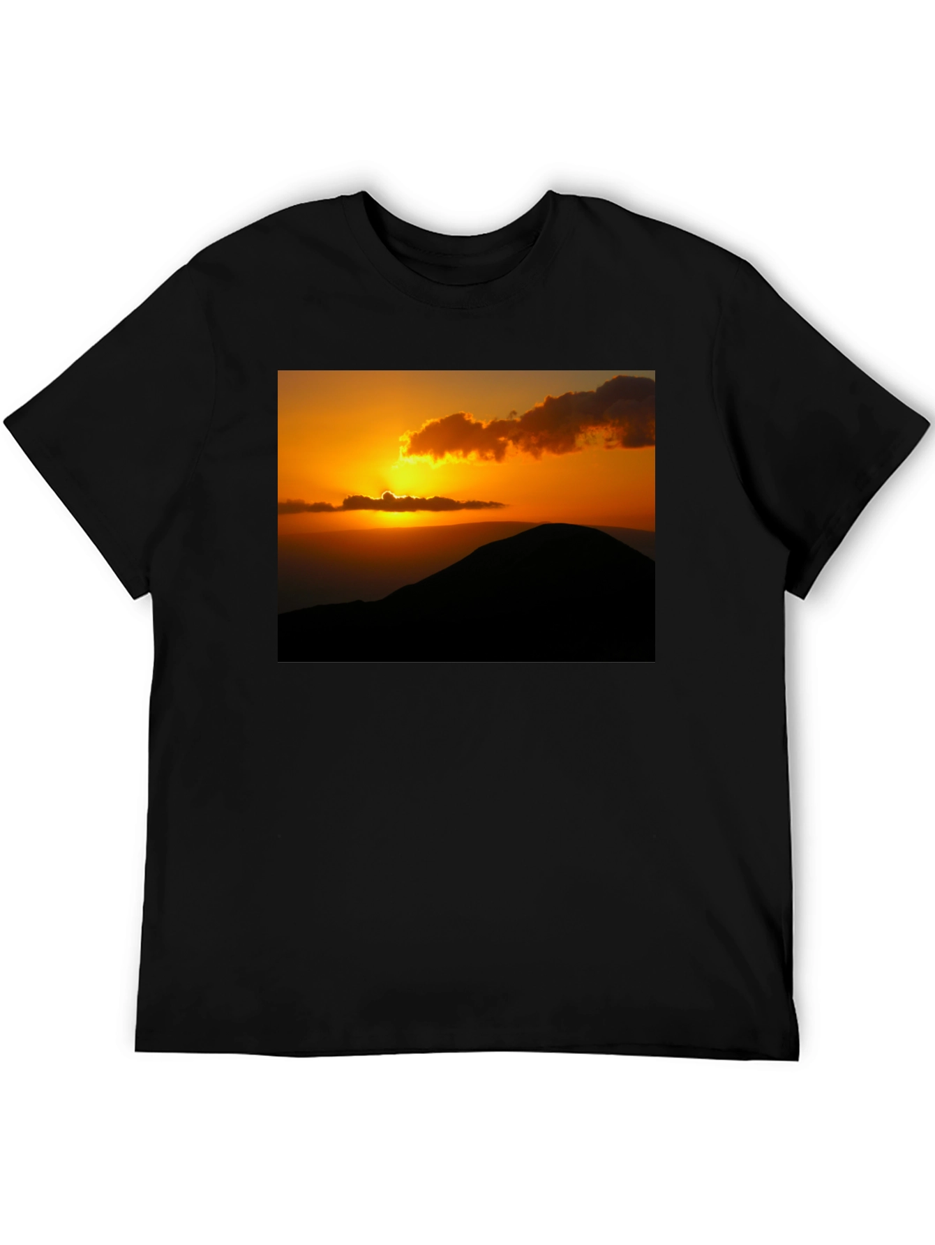 Black Sunset Mountain Graphic Tee - Black Cotton Blend view 5