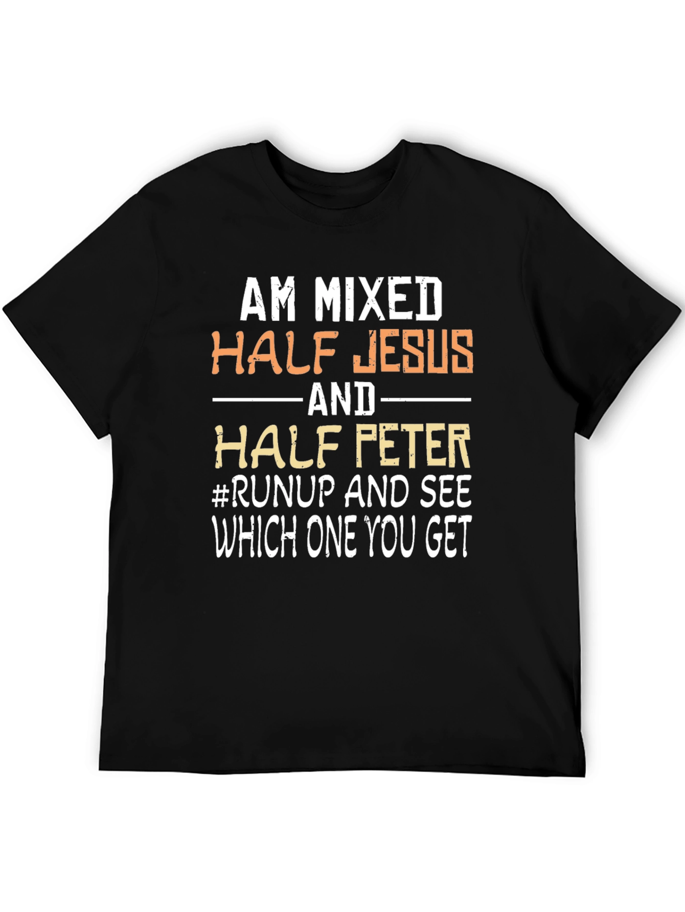 Black Am Mixed Half Jesus Half Peter T-Shirt view 5