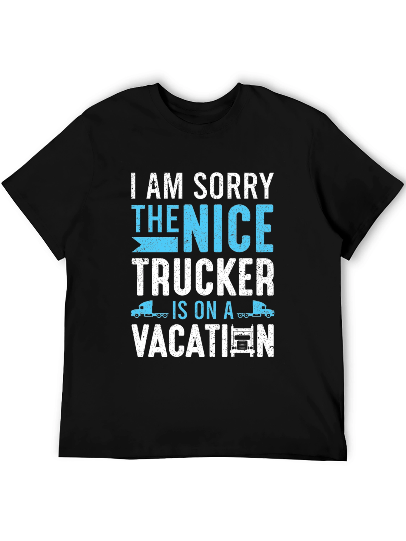 Black Funny Trucker Vacation T-Shirt view 5