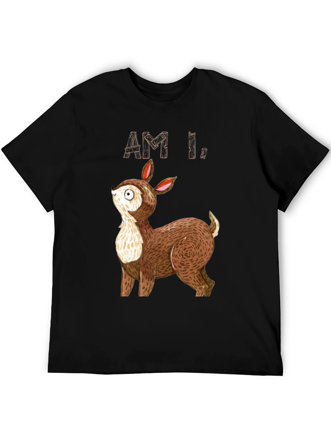 Black Am I Deer? Graphic Tee - Black Cotton T-Shirt view 5
