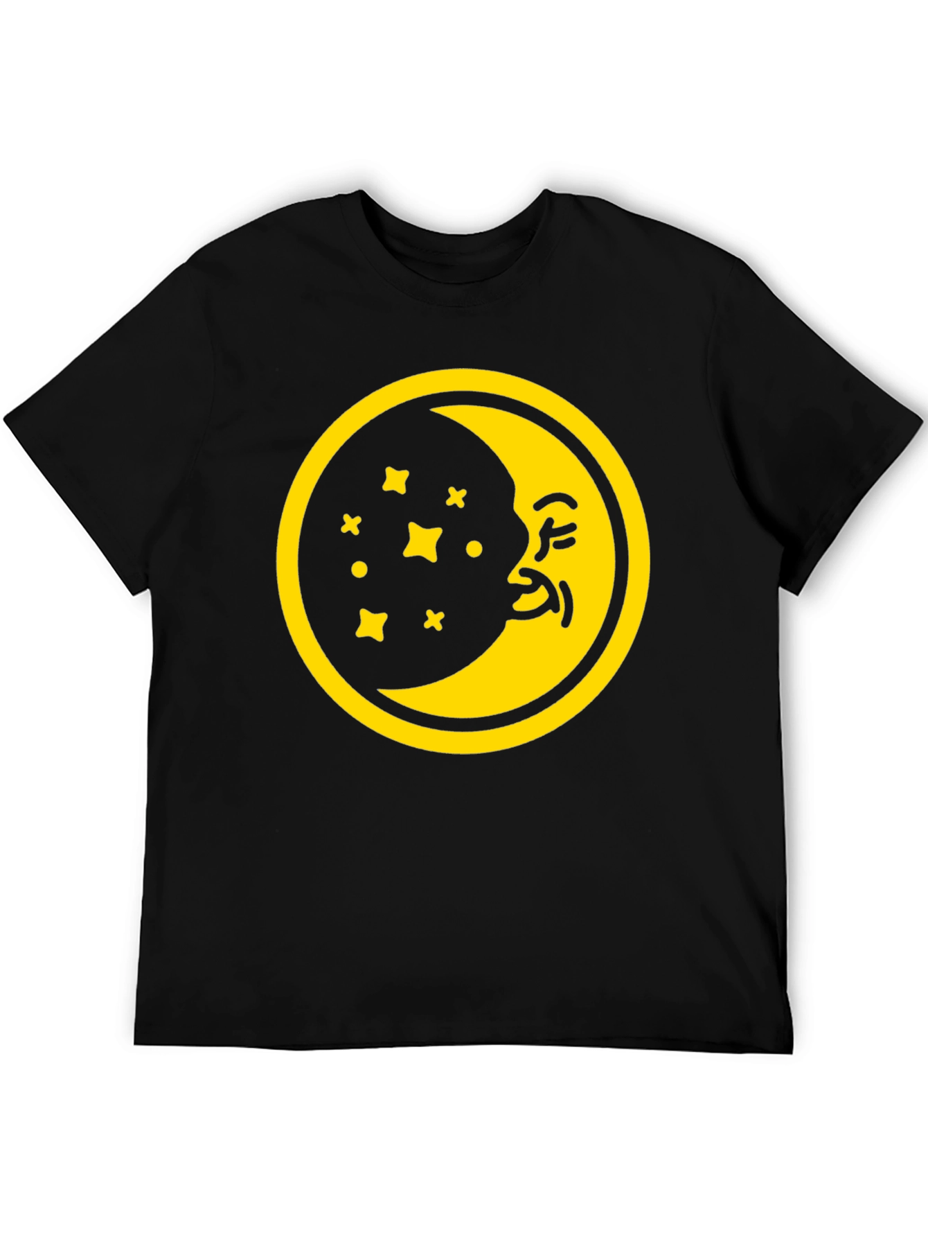 Black Dreamy Moon Graphic Tee - Black Cotton T-Shirt view 5