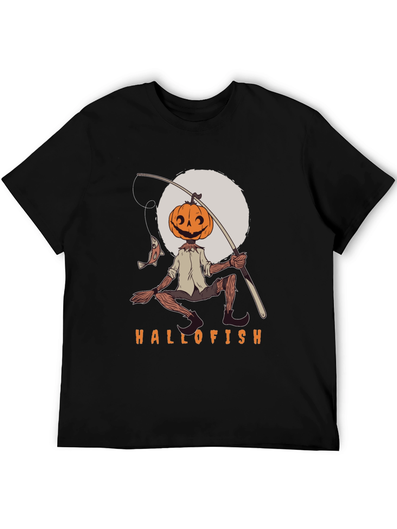 Black Hallofish Graphic Tee - Pumpkin Head Fisherman view 5