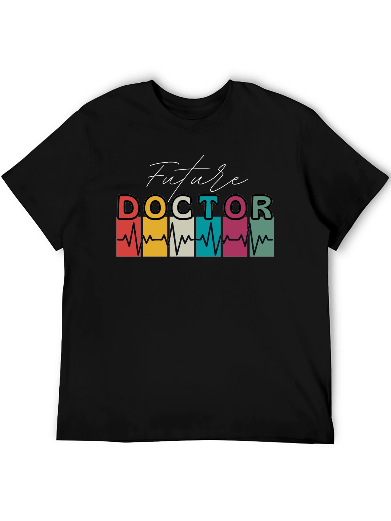 Black Future Doctor Heartbeat Graphic T-Shirt view 5