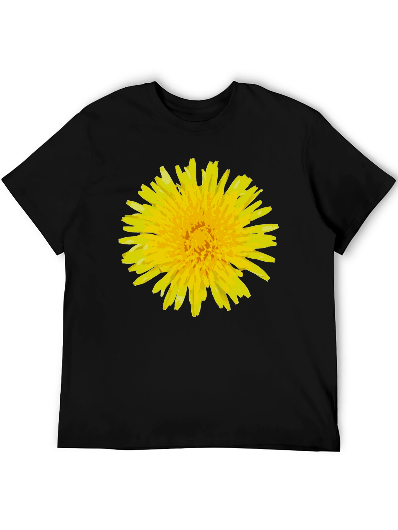 Black Dandelion Flower Graphic Tee - Black Cotton T-Shirt view 5