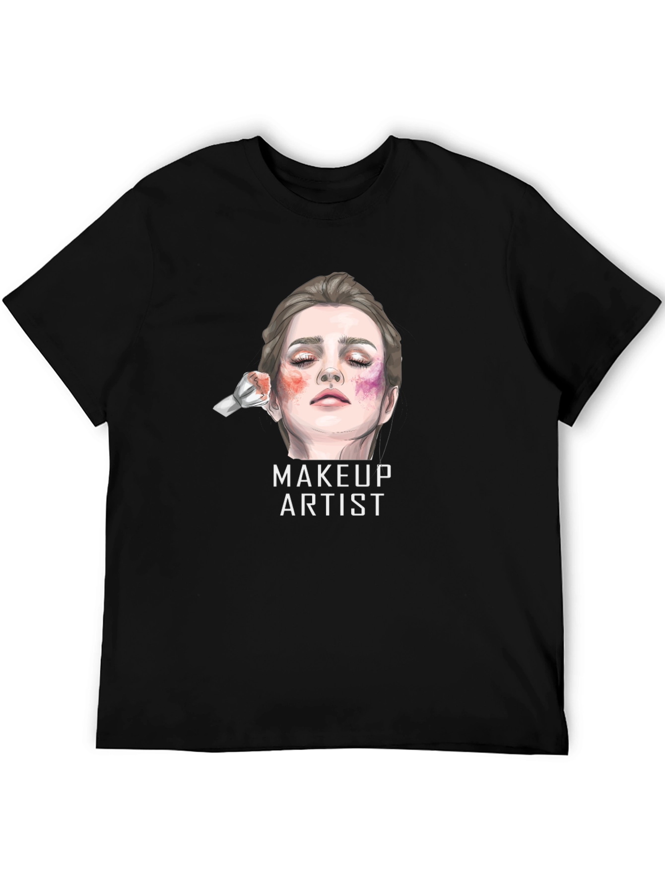 Black Makeup Artist Graphic Tee - Unisex Black Cotton T-Shirt view 5