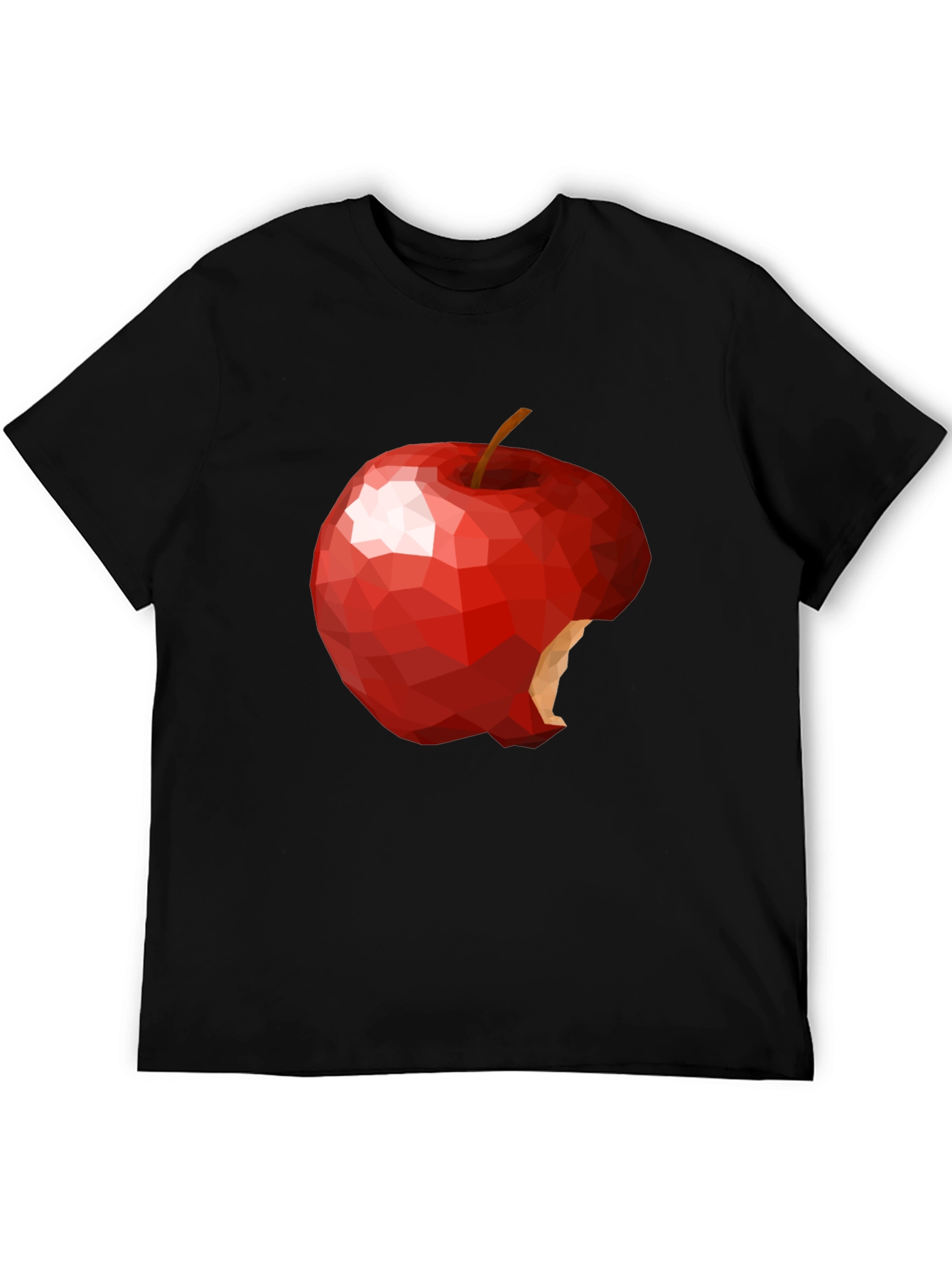 Black Geometric Bitten Apple Graphic T-Shirt view 5