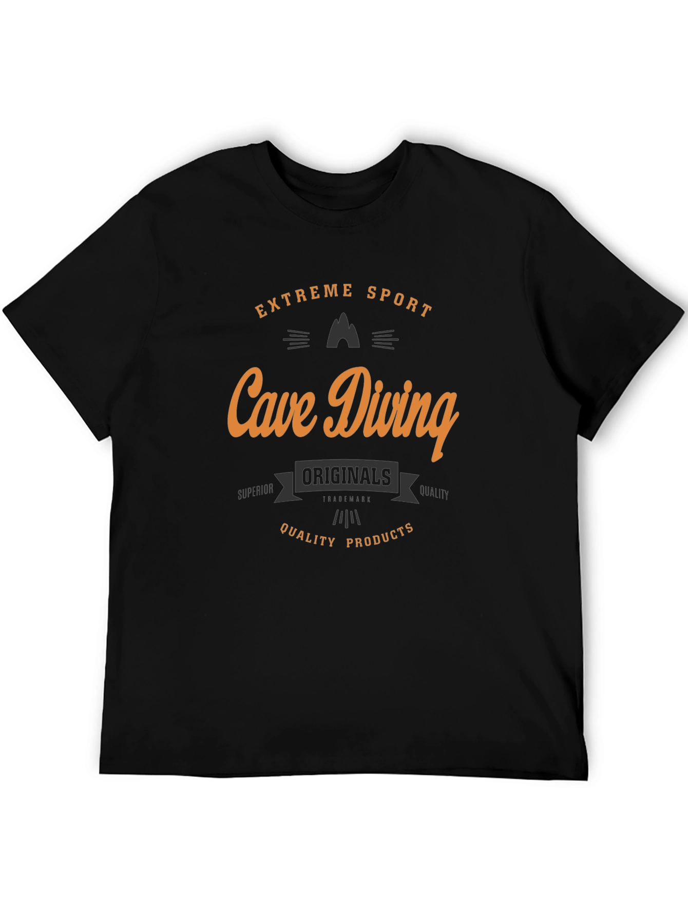 Black Cave Diving Extreme Sport Black T-Shirt view 5