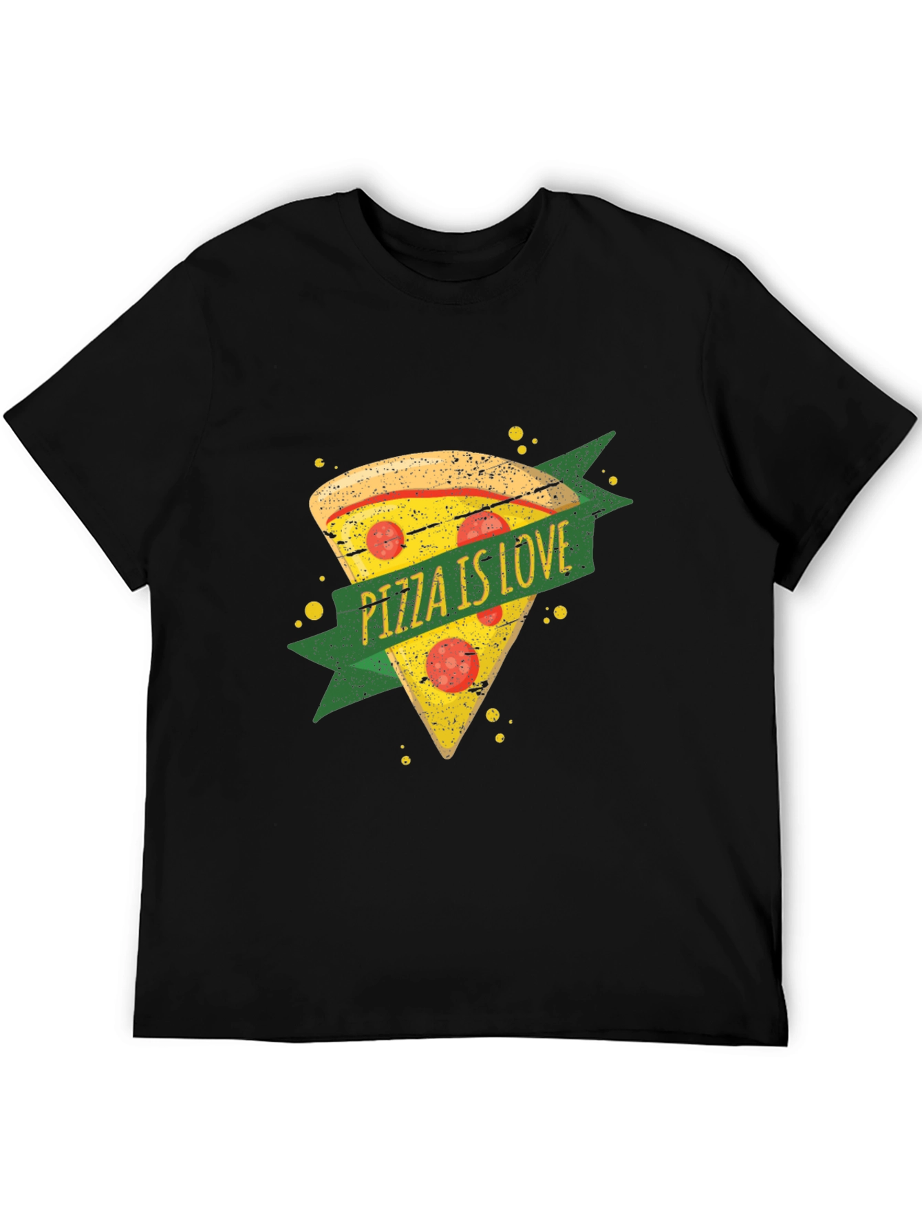 Black Pizza is Love Graphic T-Shirt - Black view 5