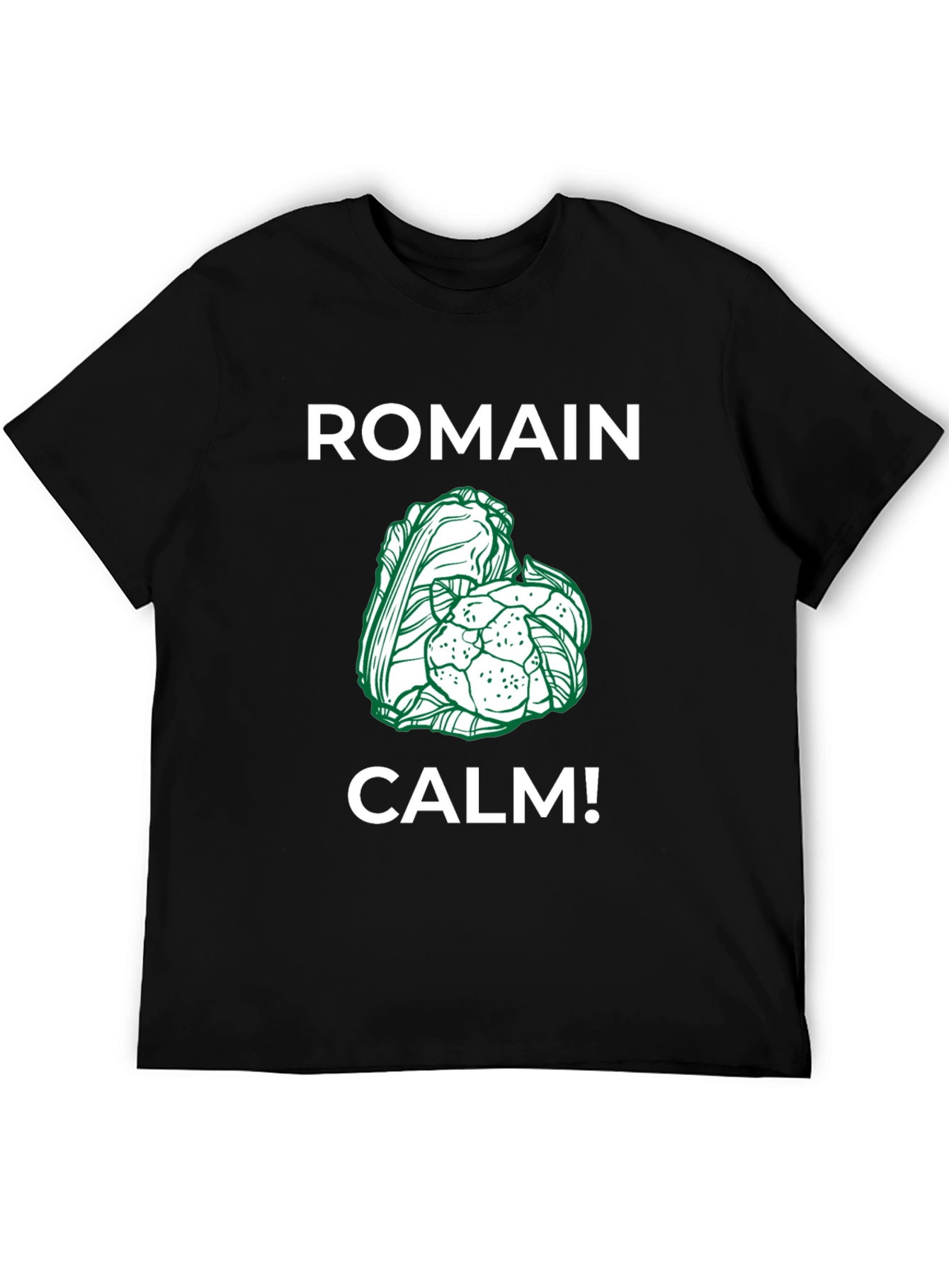Black Romain Calm! Funny T-Shirt - Black view 5