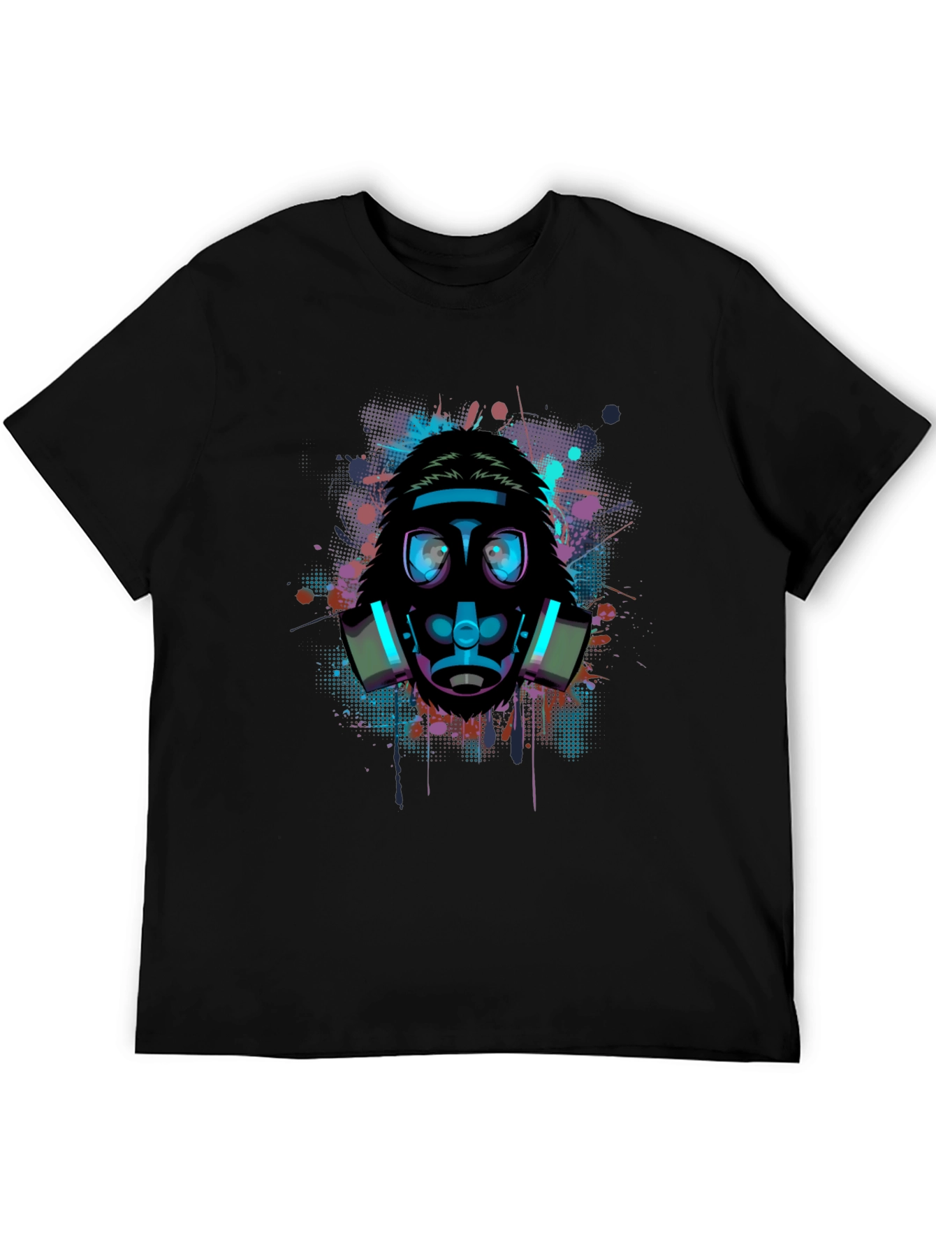 Black Graphic Gas Mask T-Shirt - Urban Style view 5