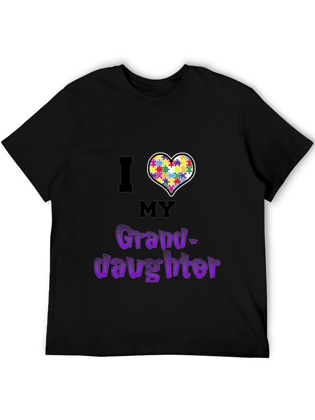 Black I Love My Granddaughter Autism Awareness T-Shirt view 5