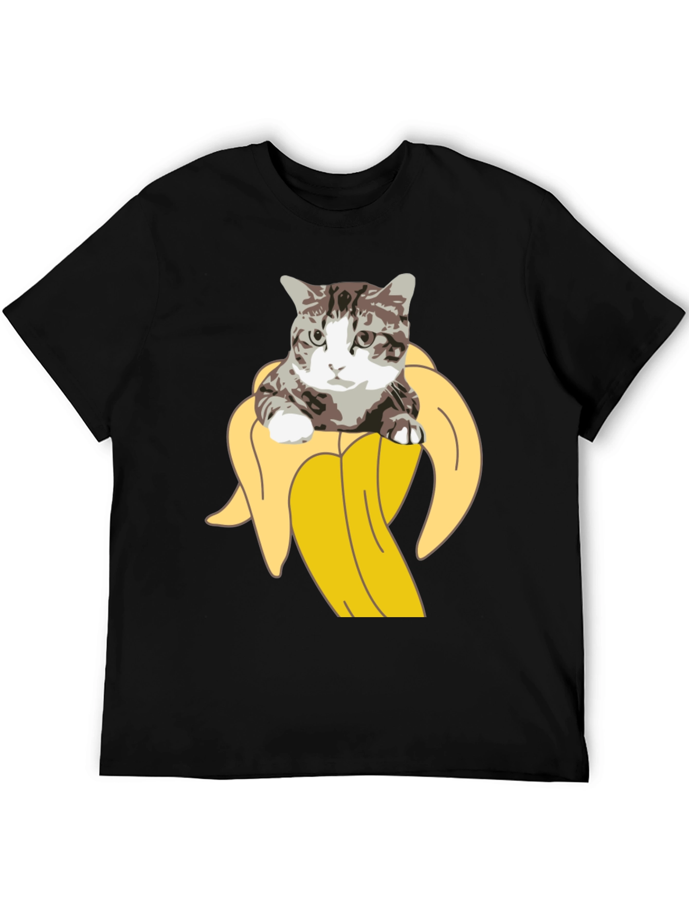 Black Cat in Banana T-Shirt - Funny Graphic Tee view 5