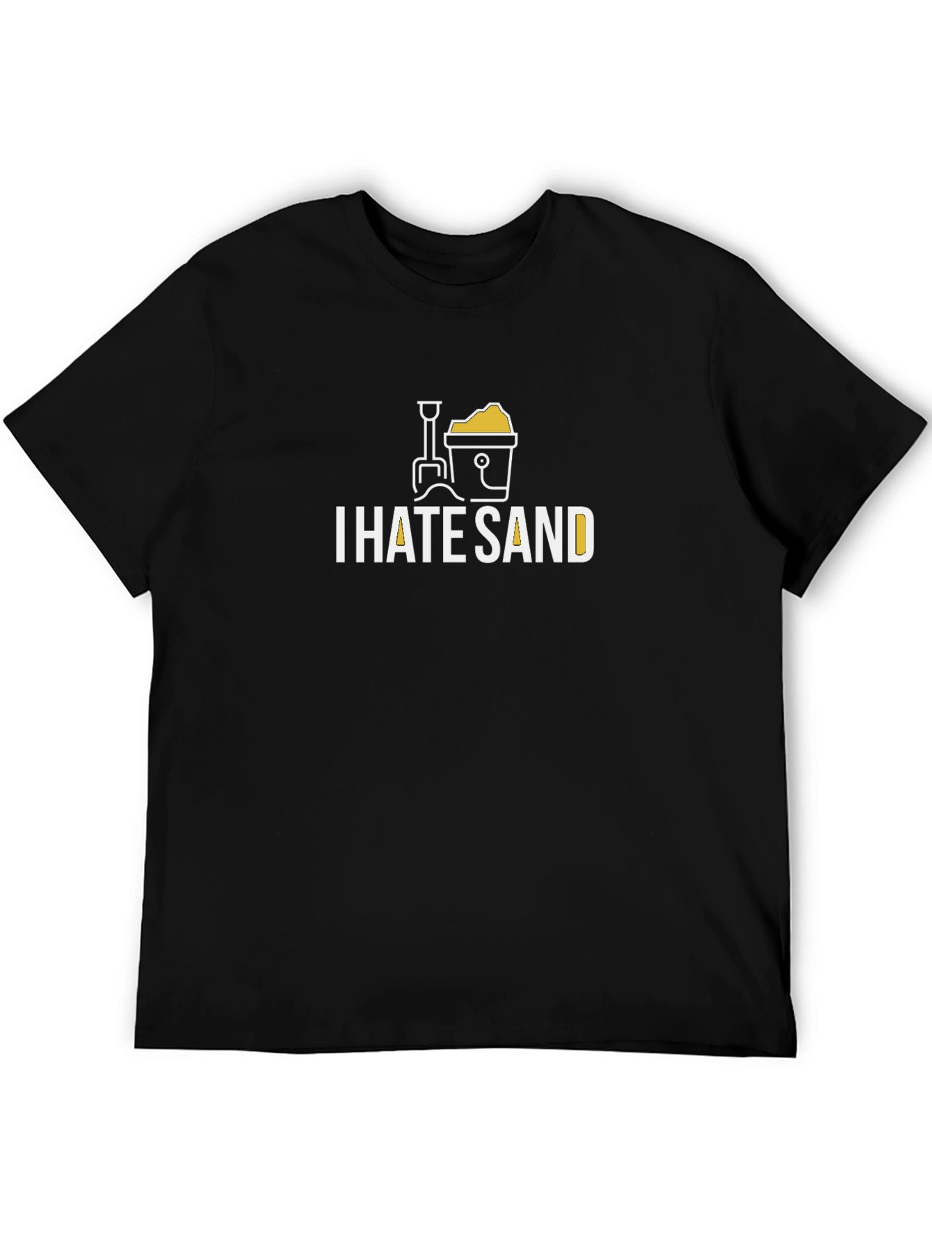Black I Hate Sand T-Shirt - Black Crew Neck Tee view 5