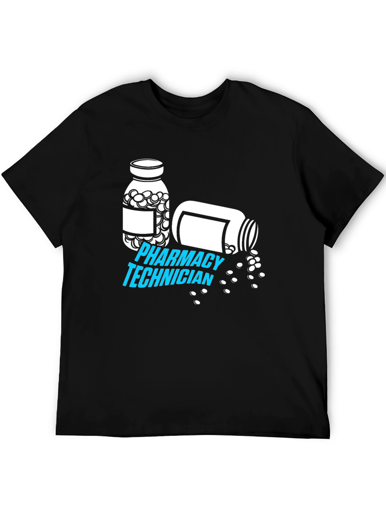 Black Pharmacy Technician T-Shirt - Pill Bottle Graphic view 5