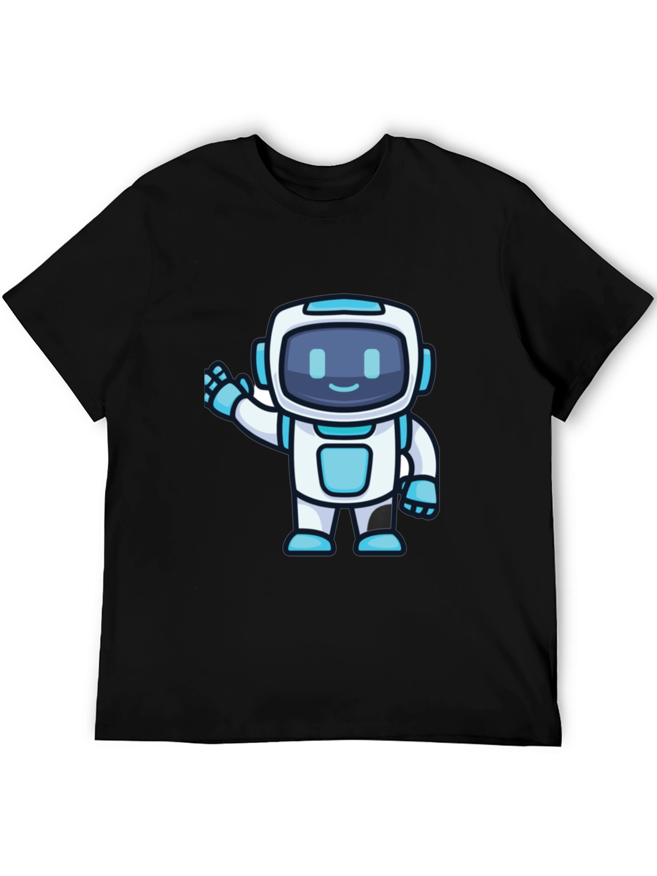 Black Cute Robot Graphic T-Shirt - Black Crew Neck view 5