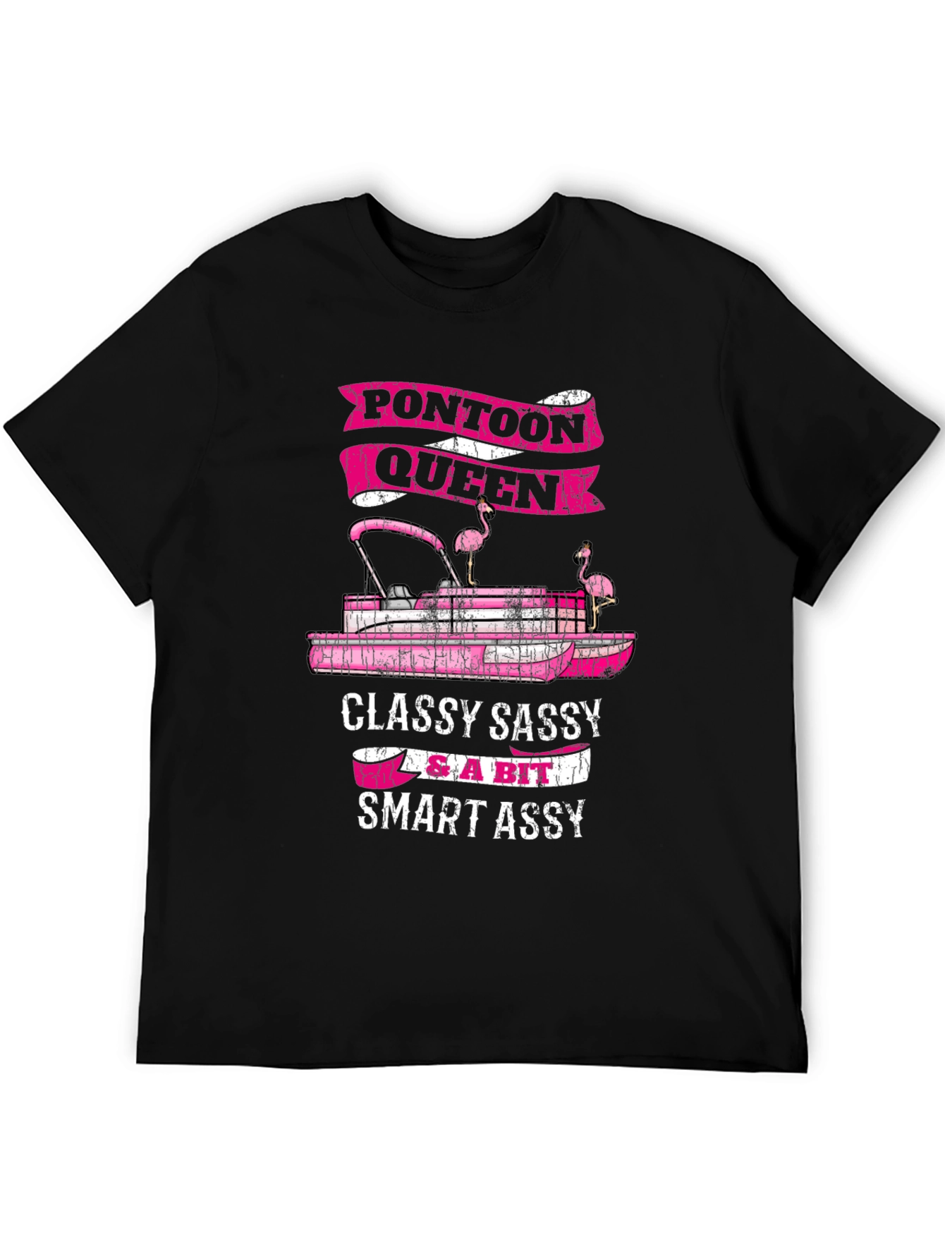 Black Pontoon Queen Graphic T-Shirt - Classy Sassy & Smart Assy view 5