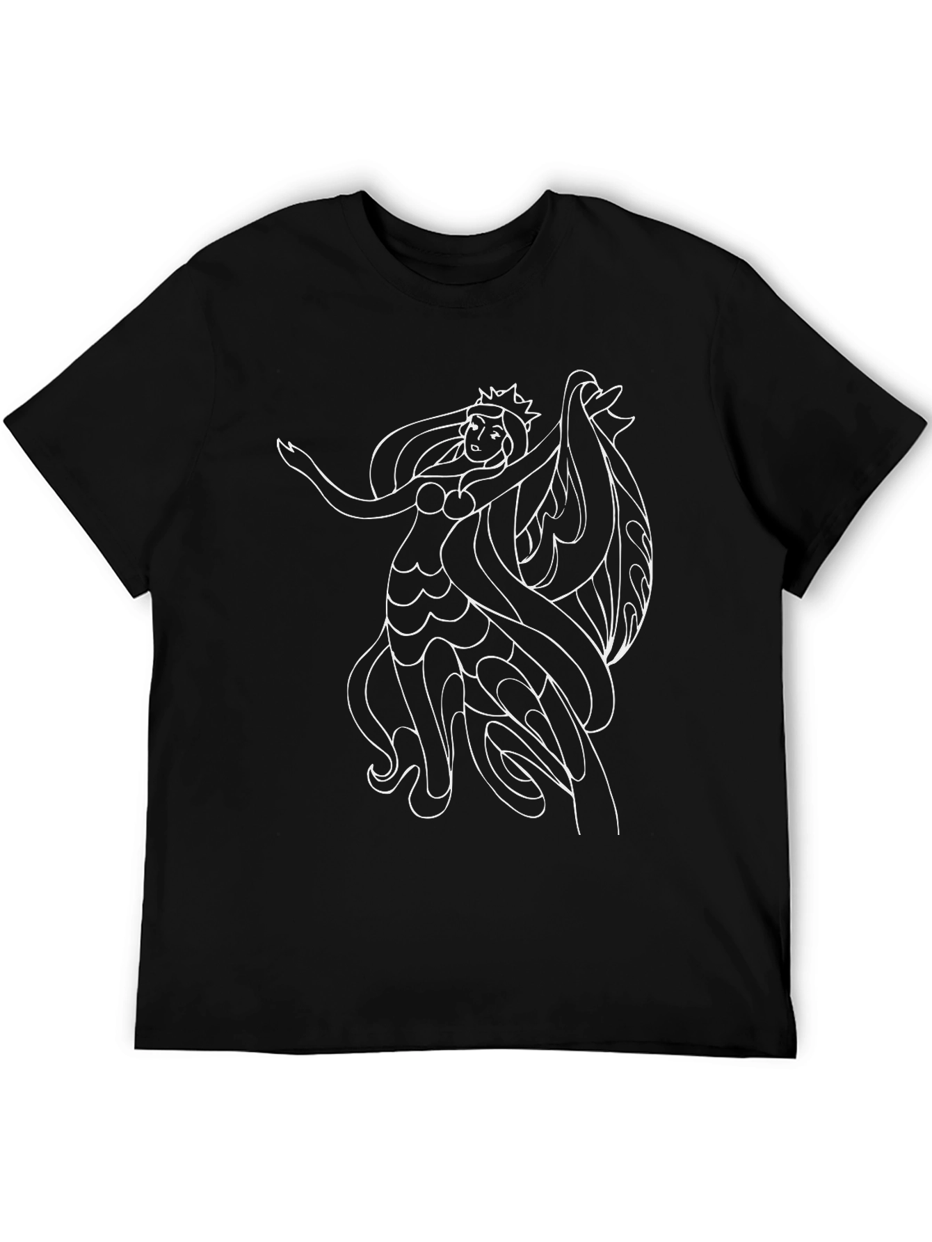 Black Black T-Shirt with Mermaid Graphic view 5