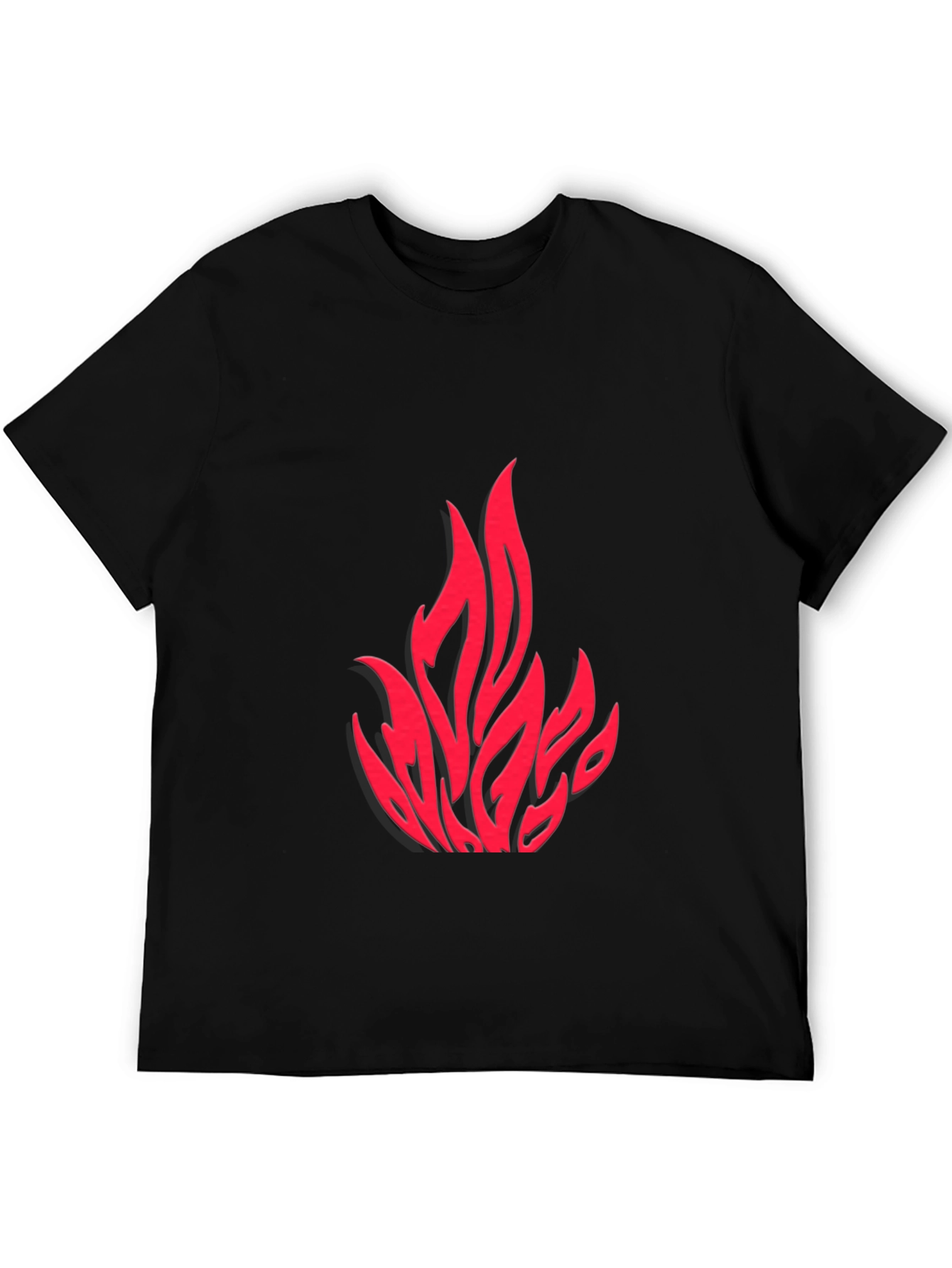 Black Fiery Red Graphic Print Black T-Shirt view 5