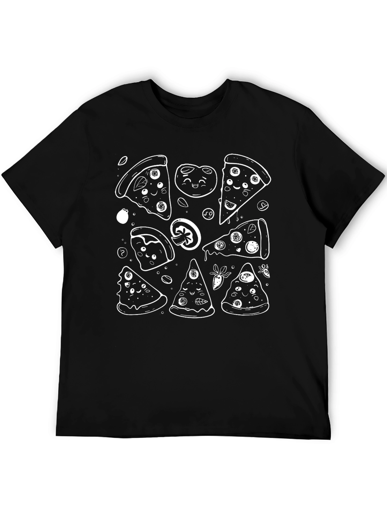 Black Pizza Lover's Graphic Tee - Fun Cartoon Style view 5