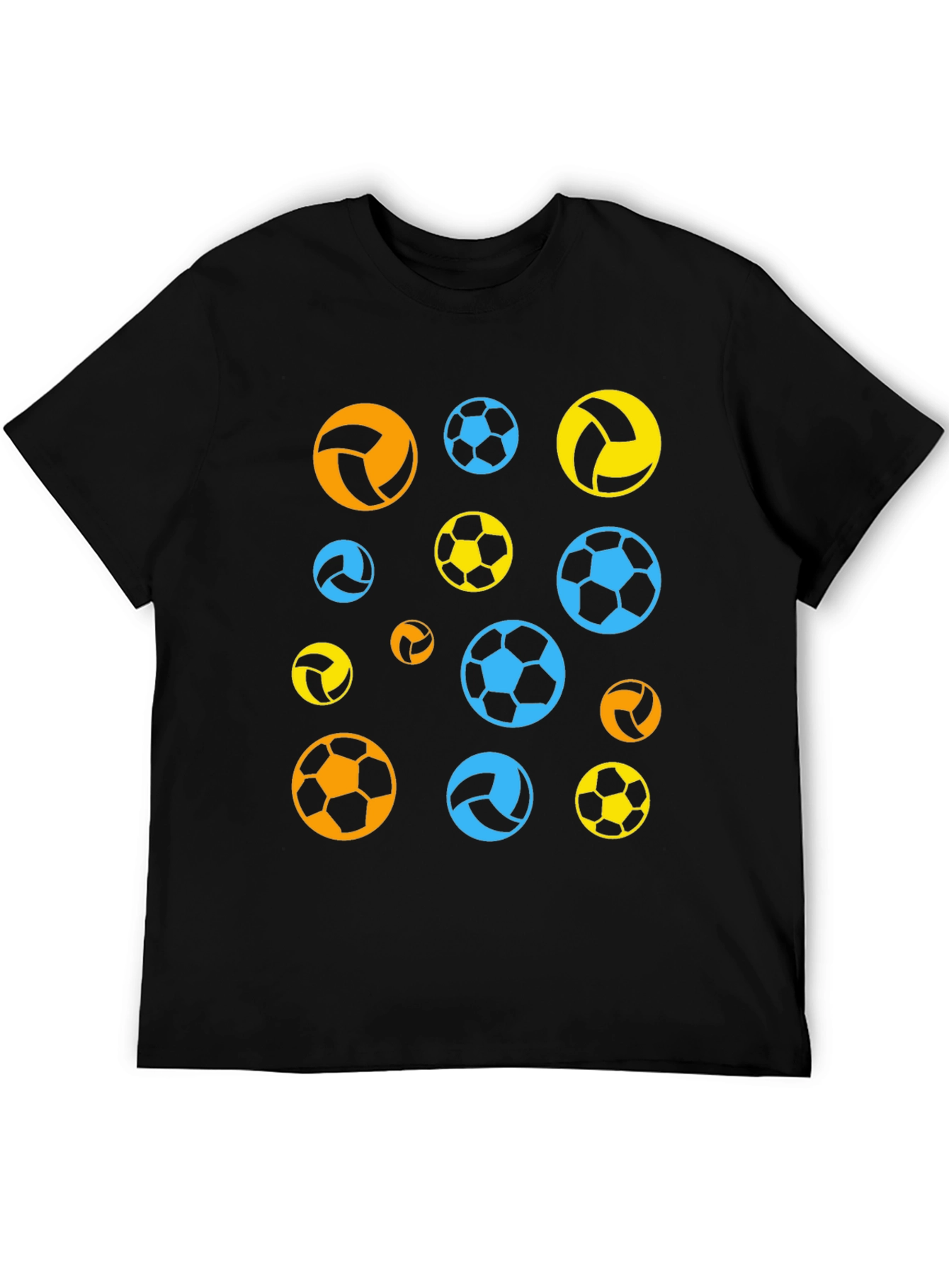 Black Funky Sports Ball T-Shirt - Casual Black Tee view 5