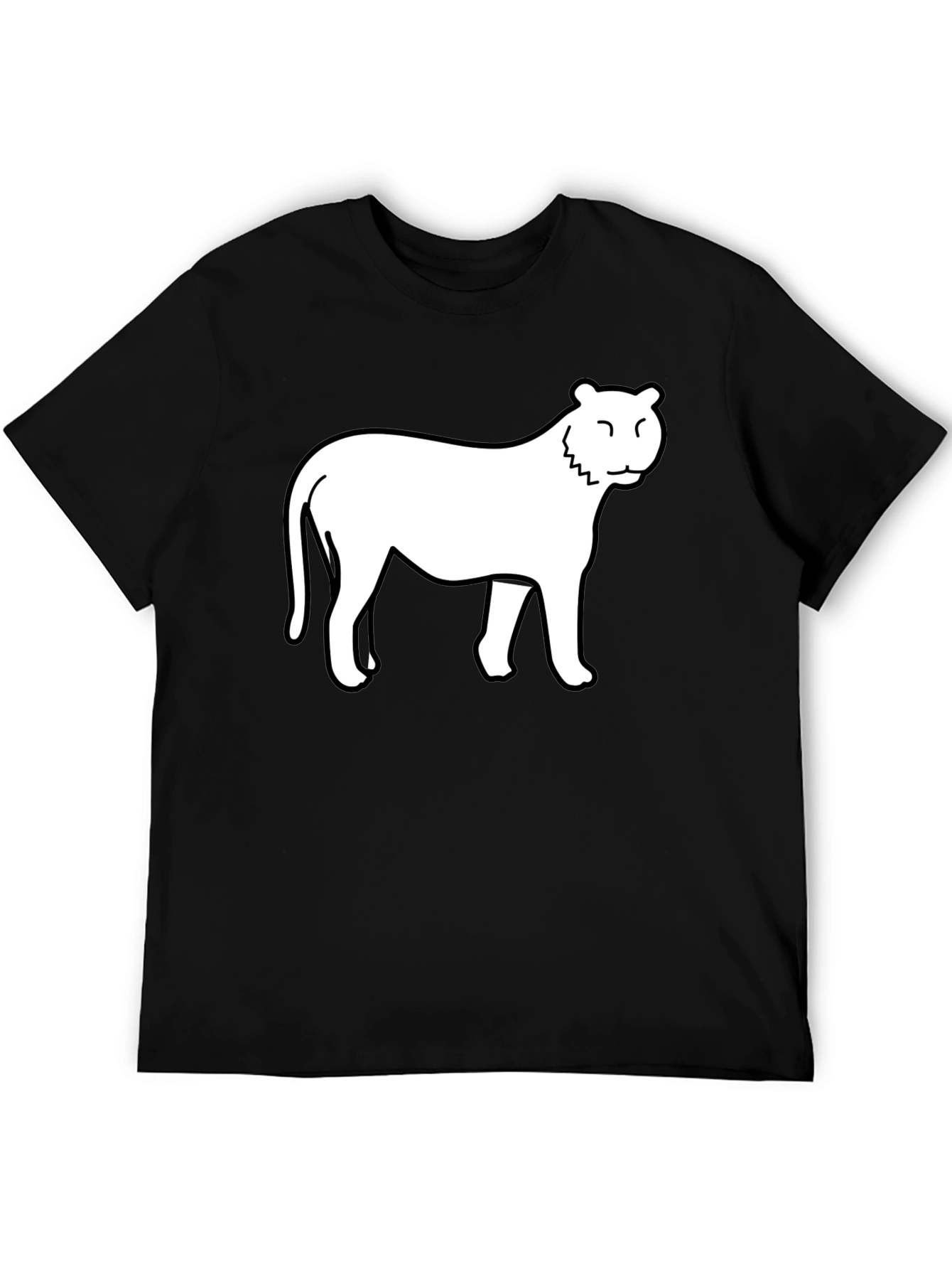 Black Unique Black T-Shirt with White Tiger Graphic Print view 5