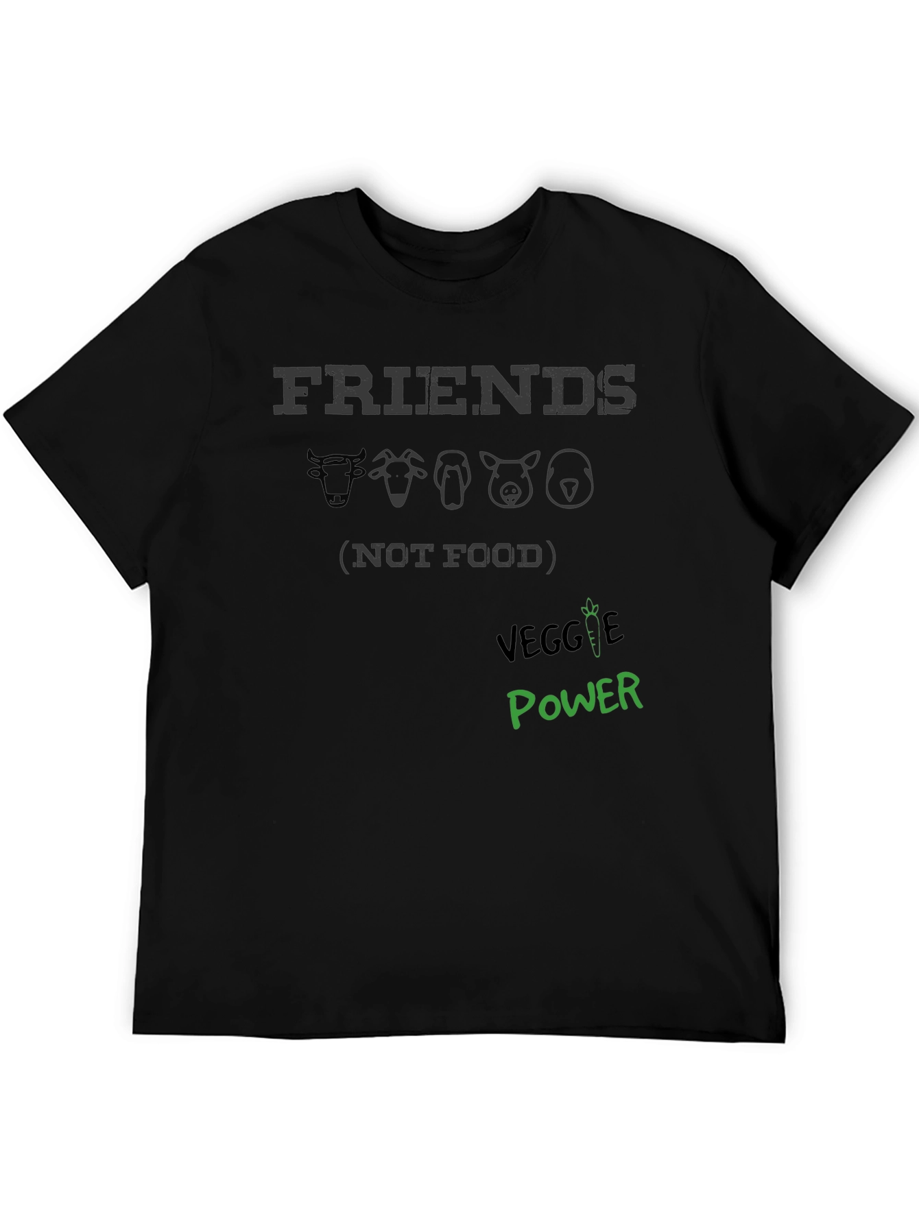 Black Friends Not Food Vegan T-Shirt - Veggie Power Tee view 5